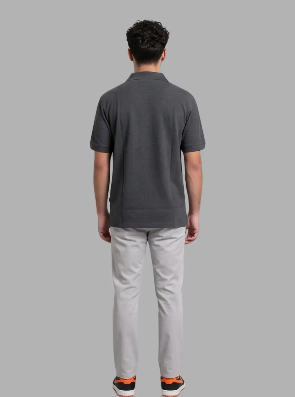 Coral Striped Grey Polo T-Shirt for Men – Casual Cotton Tee by Boer and Fitch