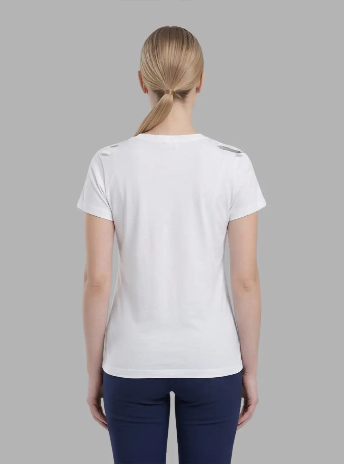 Women’s White V-Neck Printed Short Sleeve Cotton Jersey T-Shirt by Boer and Fitch