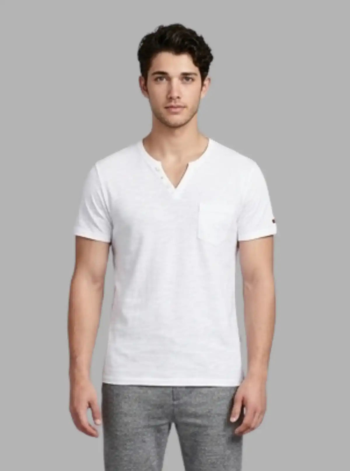 Men’s White Slub Jersey Henley T-Shirt – Stylish & Comfortable | Boer & Fitch