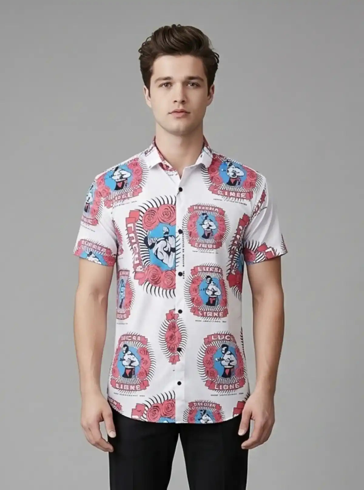 Men's Lucha Printed Poly Shirt – Bold Graphic Style by Boer and Fitch