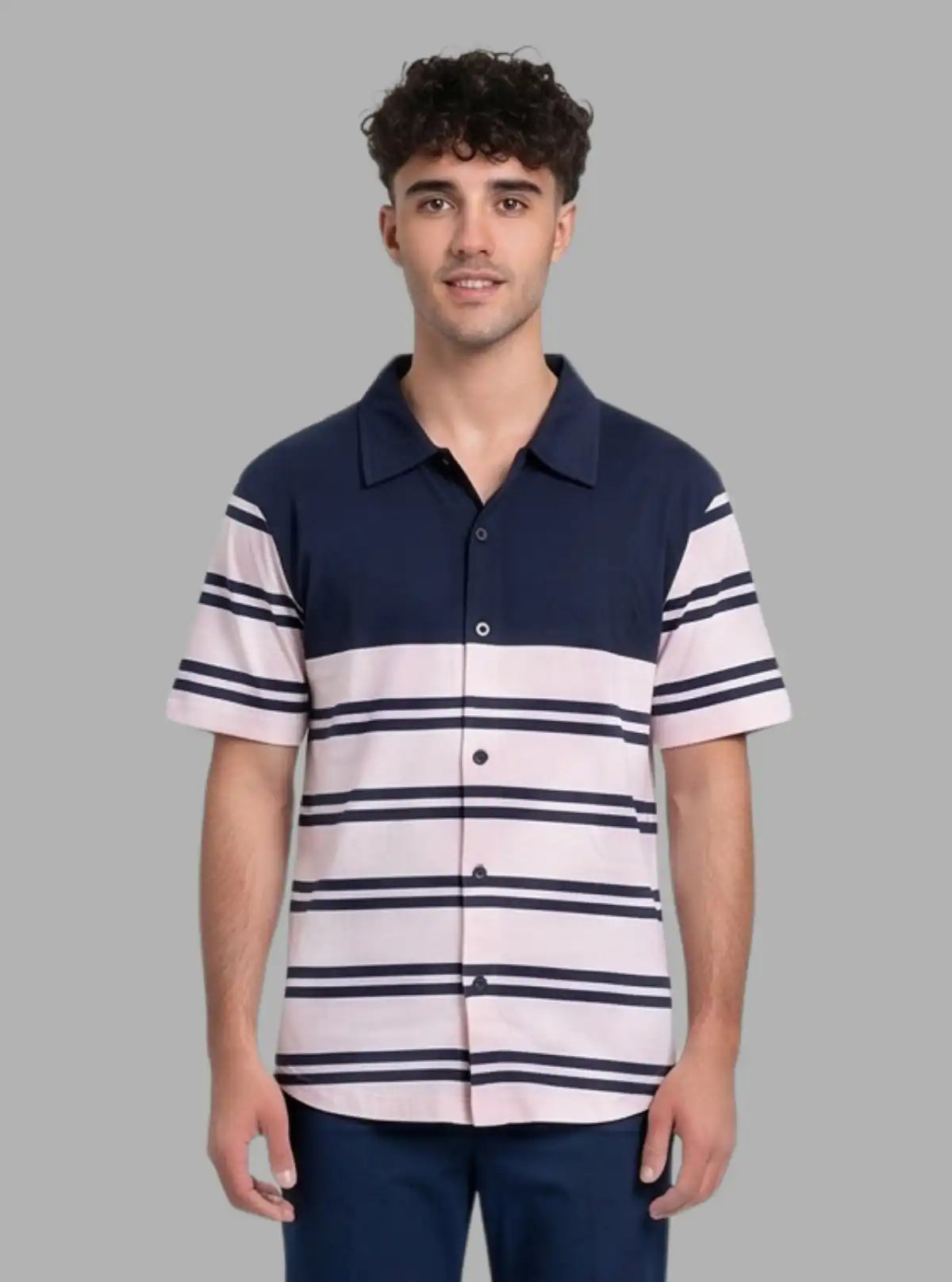 Pink & Navy Striped Polo T-Shirt for Men – Casual Style by Boer and Fitch