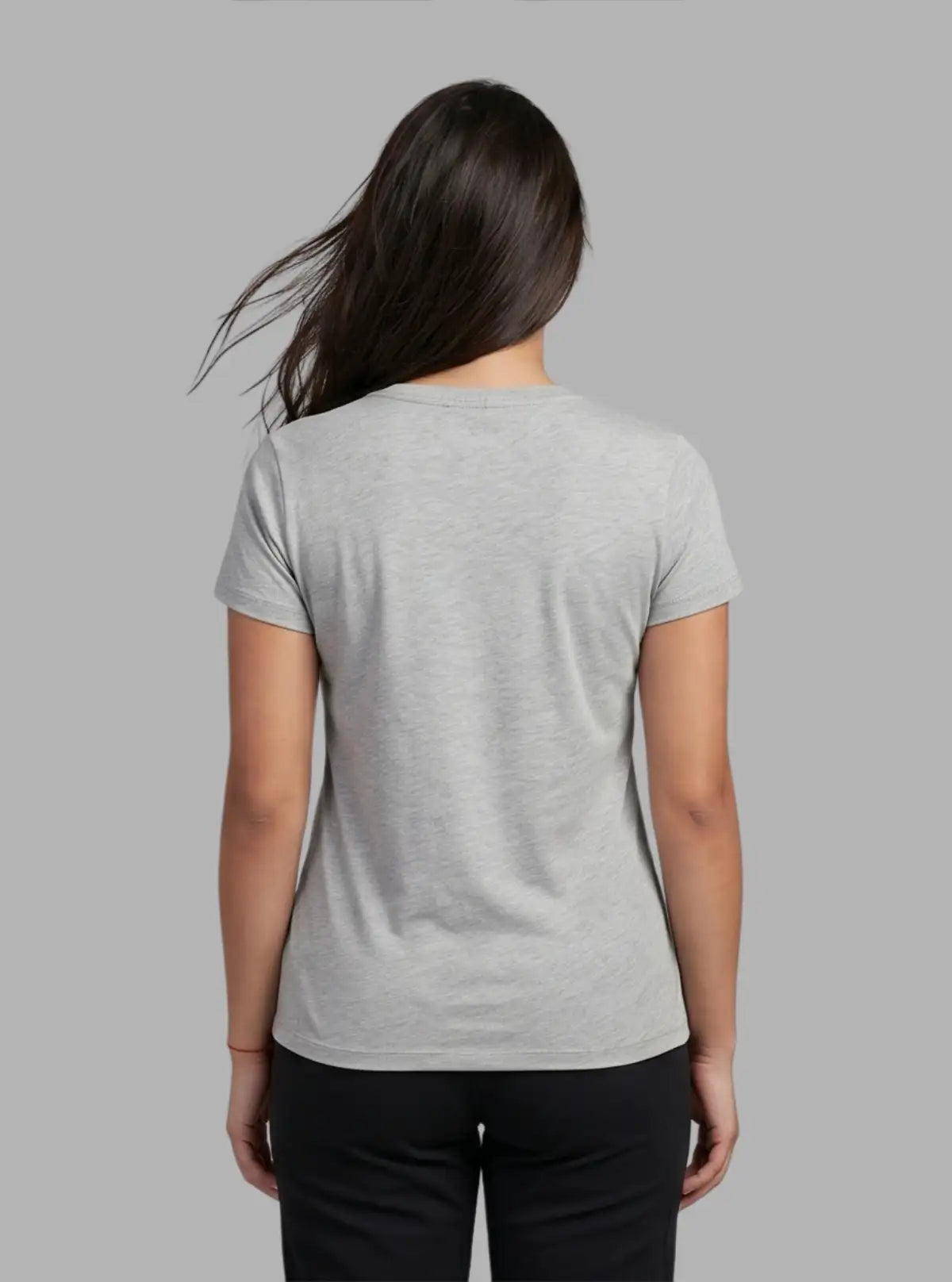 Women's Grey Melange Printed Cotton Jersey Short Sleeve T-Shirt by Boer and Fitch