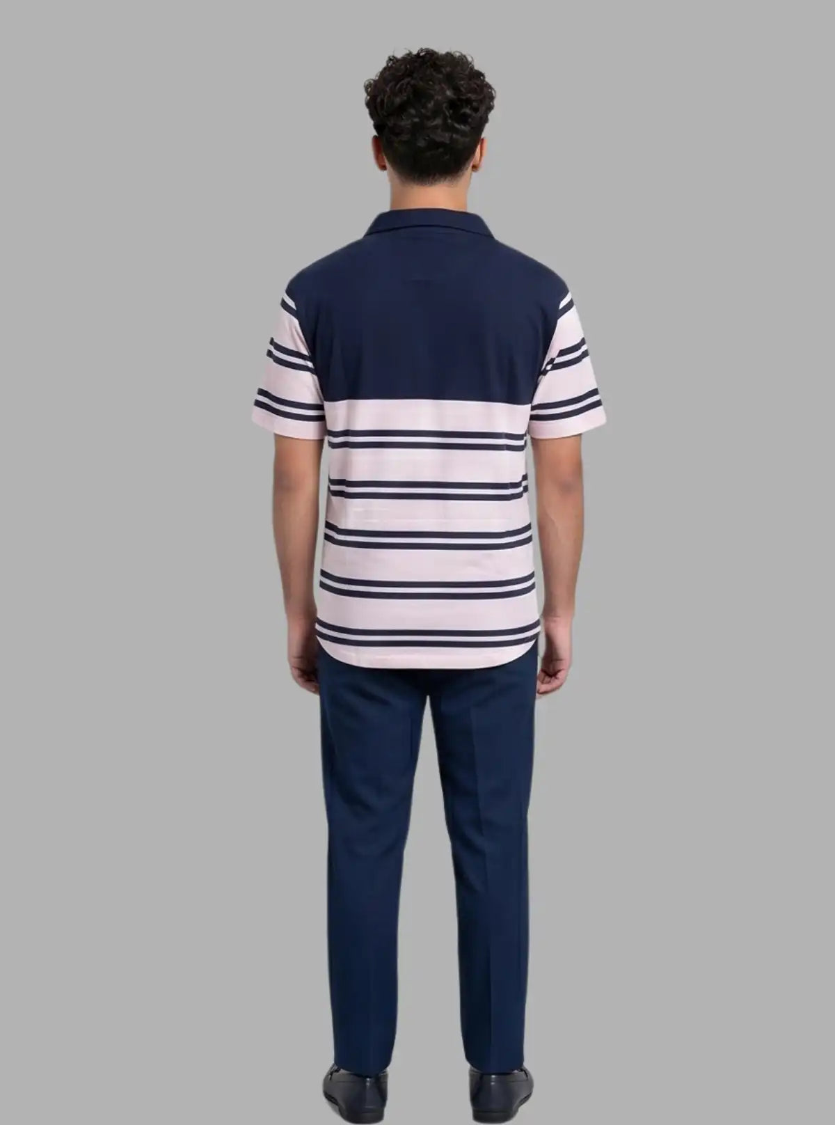 pink & Navy Striped Polo T-Shirt for Men – Casual Style by Boer and Fitch
