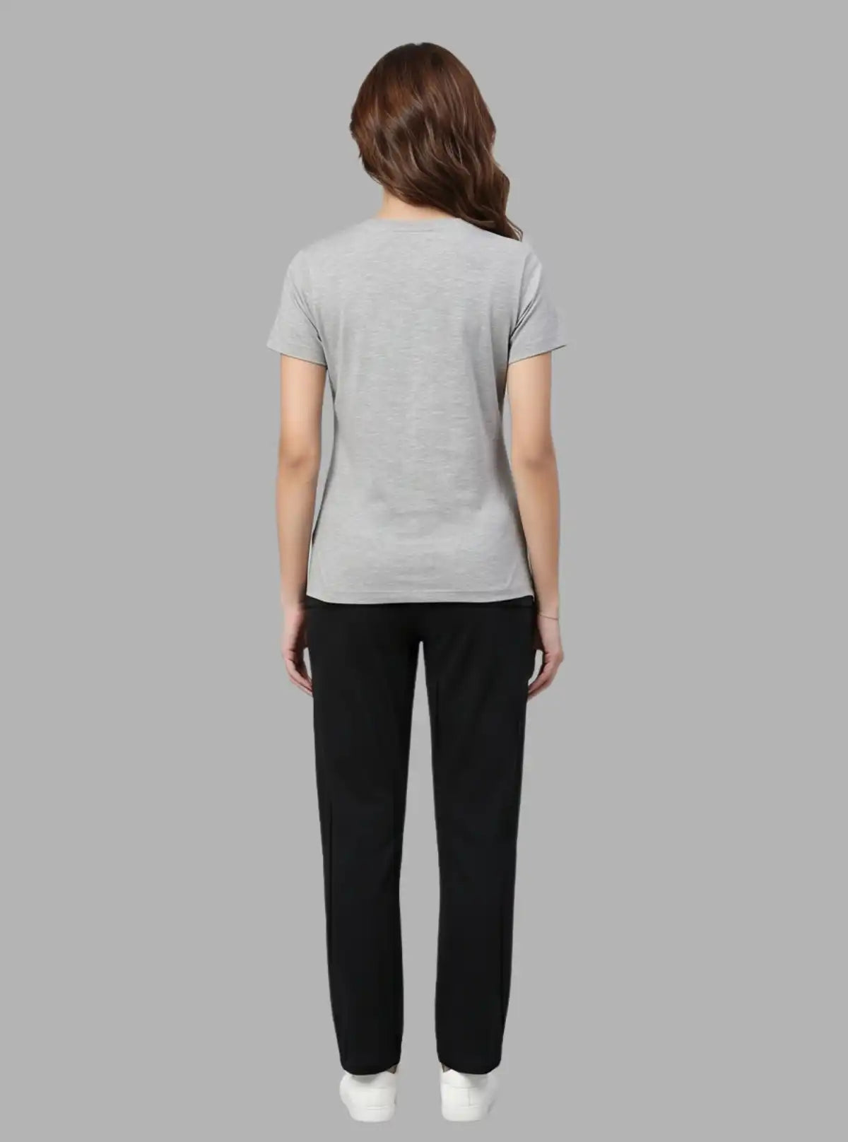Women's Grey Melange V-Neck Nature Print Short Sleeve Cotton Jersey T-Shirt by Boer and Fitch