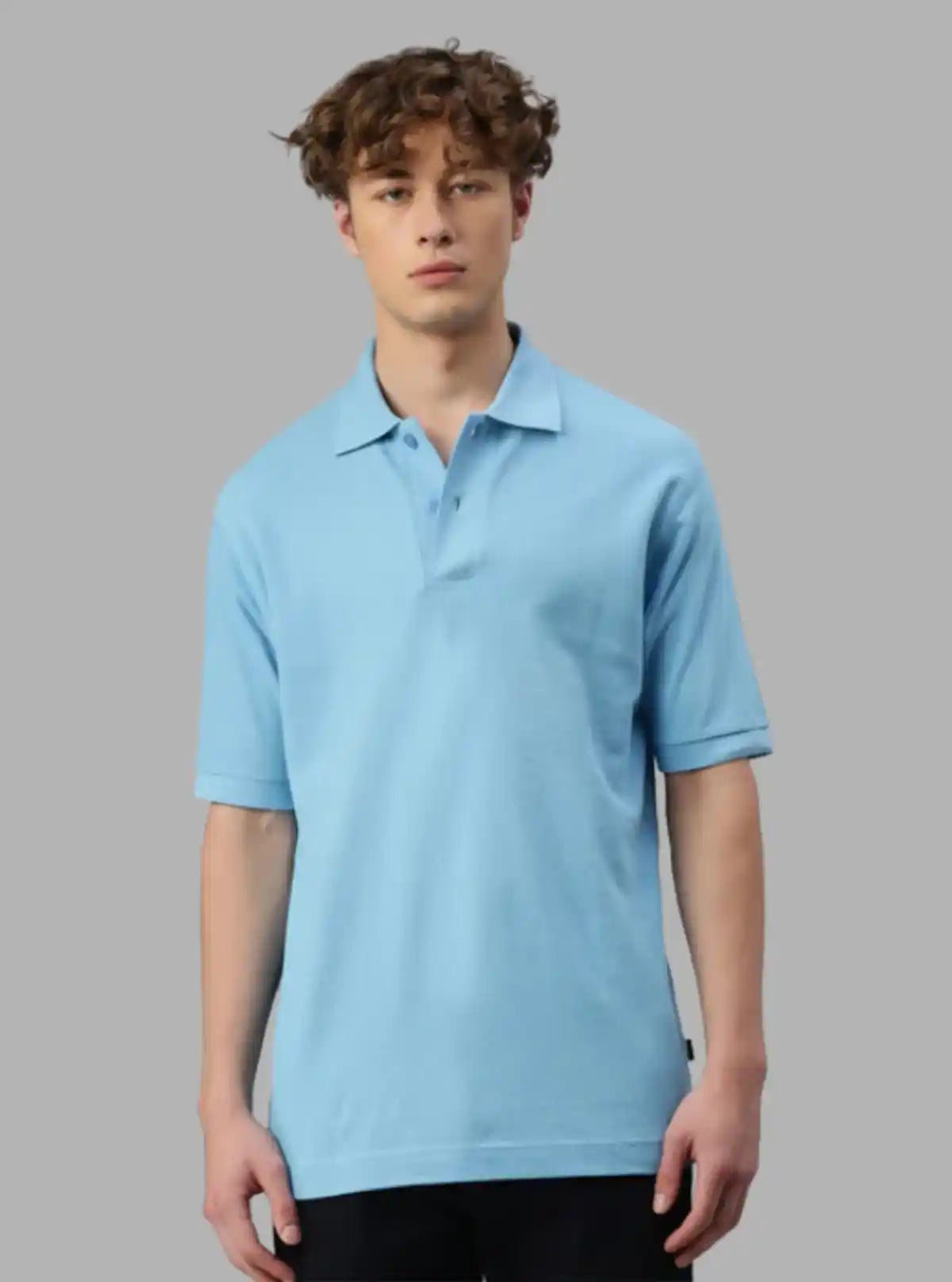 Men’s Light Blue Polo T-Shirt with Collar & Cuff | 100% Cotton Piqué Knit | Boer & Fitch