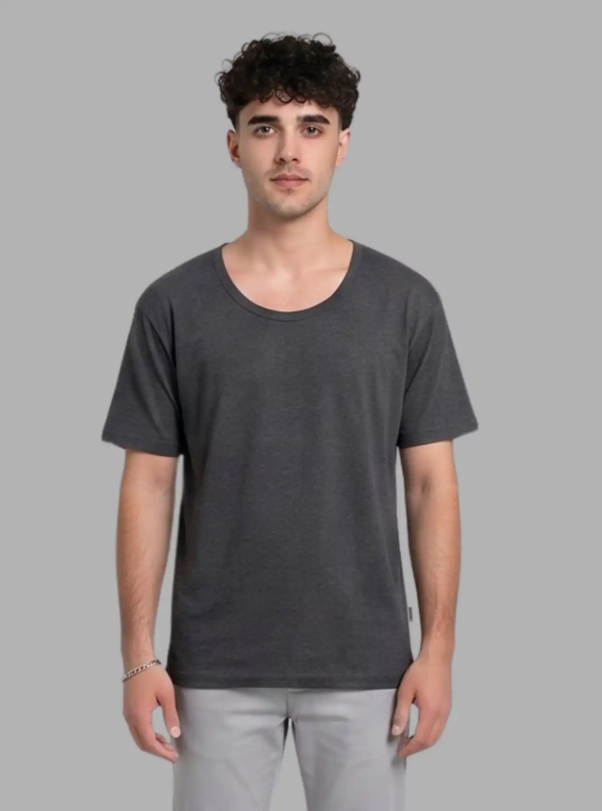 Men’s Charcoal Melange Round Neck Half Sleeve Vest – Everyday Comfort 