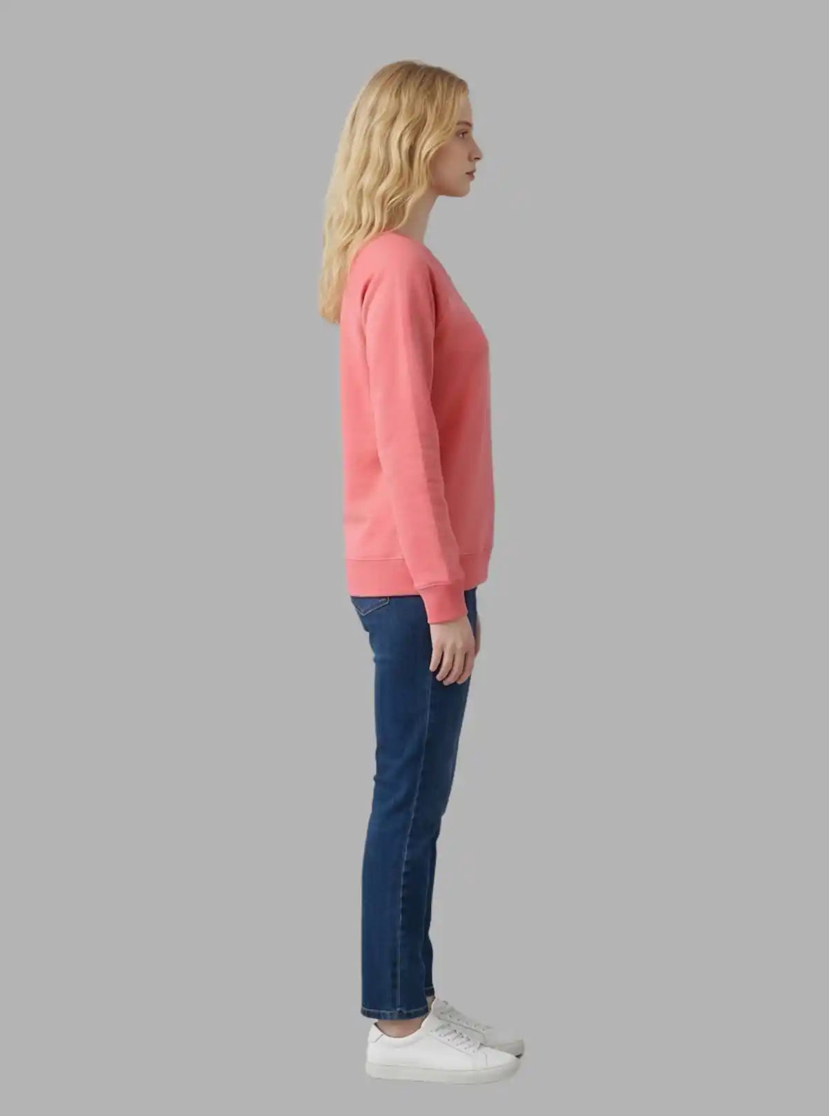 Women’s Dark Pink Full Sleeve Round Neck Pullover in Cotton Fleece