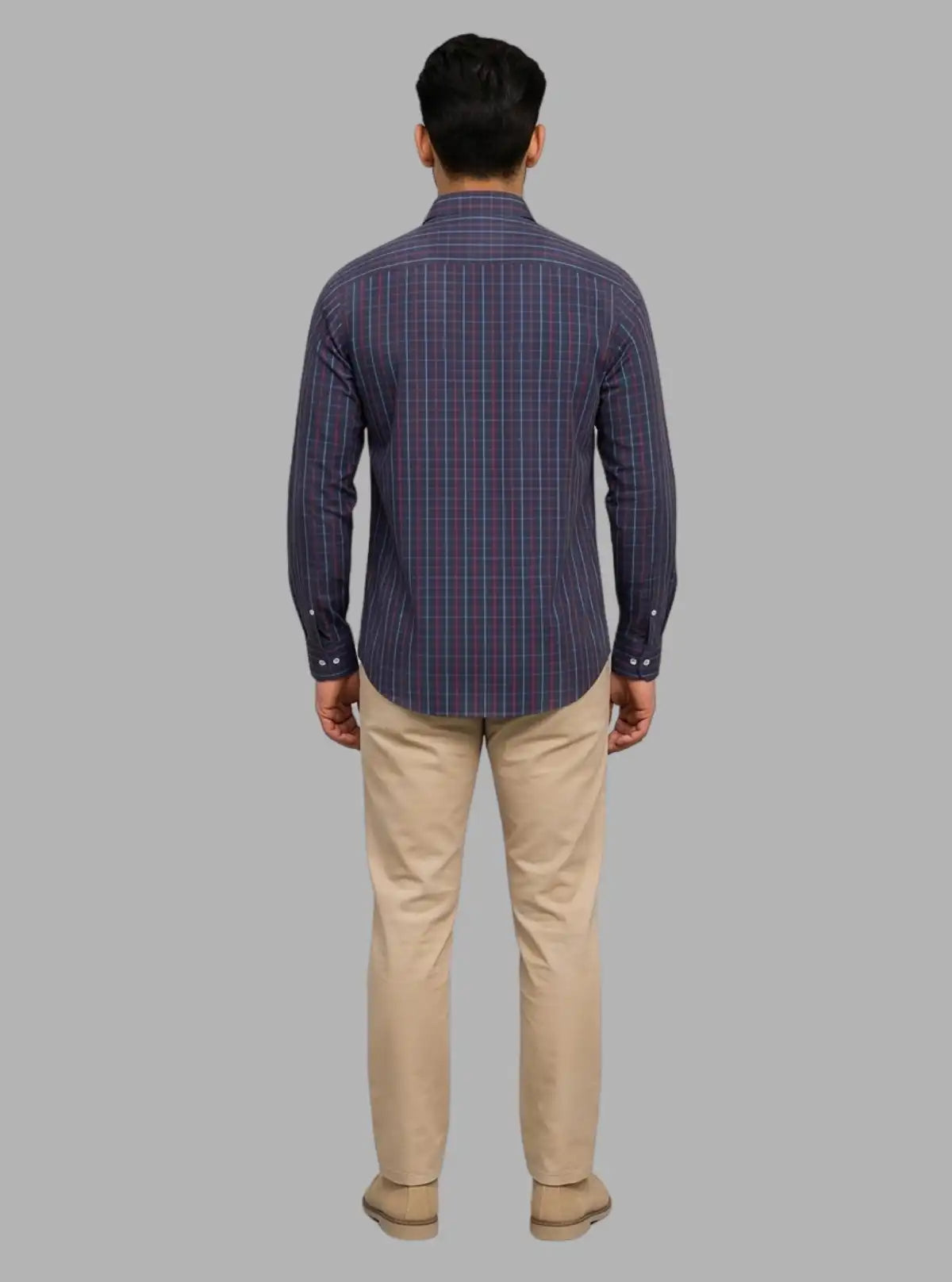 Grey Multi-Color Checked Slim Fit Full Sleeve Shirt for Men – Casual & Smart by Boer and Fitch