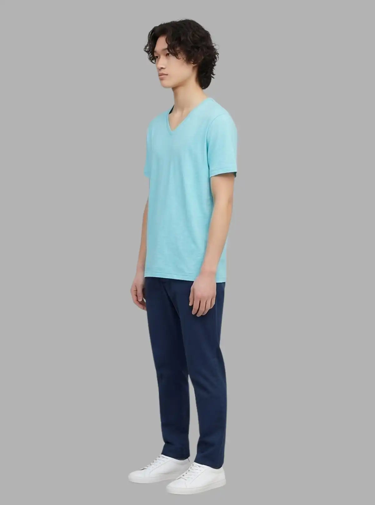 Vintage Blue V-Neck T-Shirt for Men – Casual Cotton Tee by Boer and Fitch