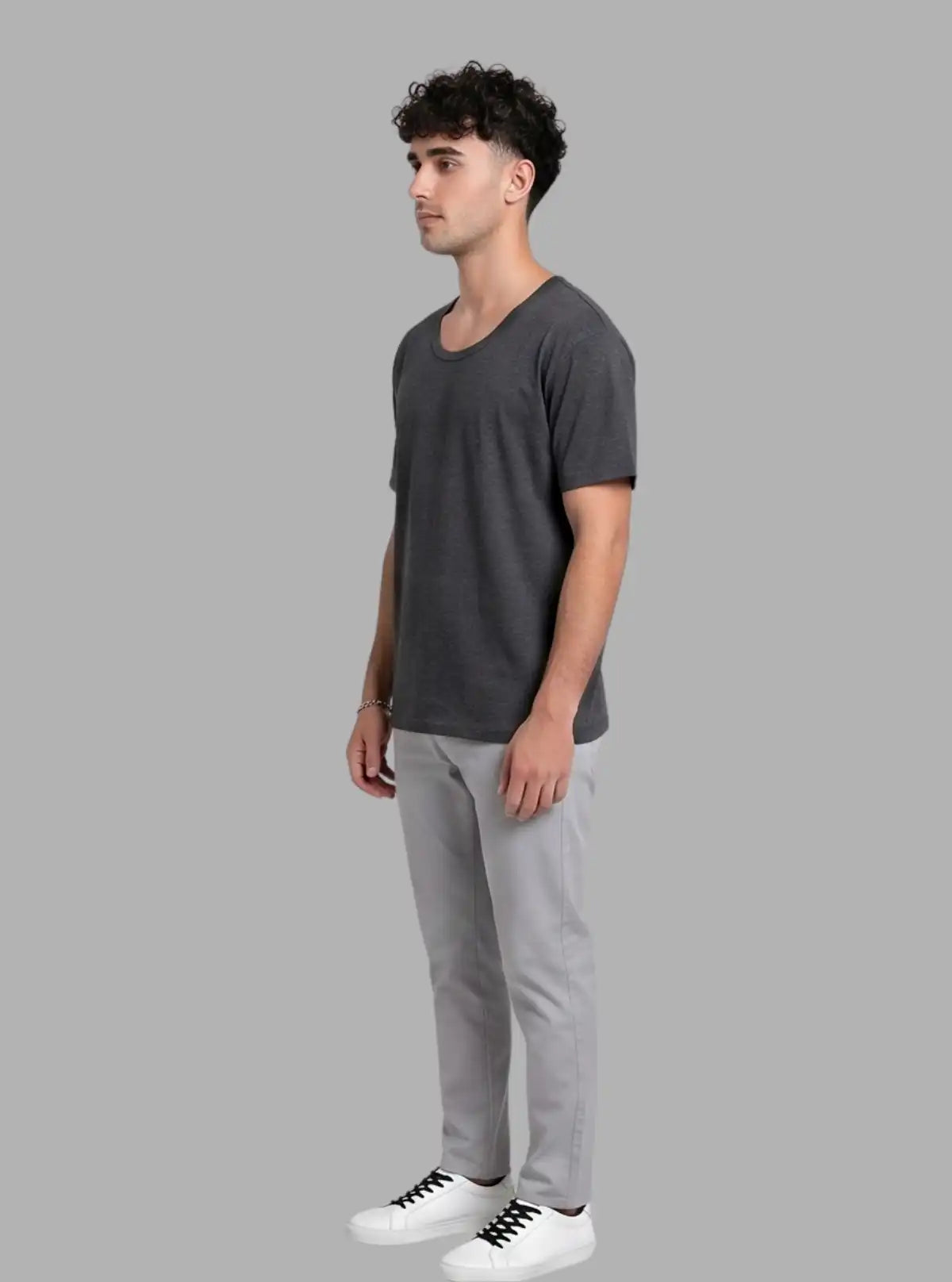 Men’s Charcoal Melange Round Neck Half Sleeve Vest – Everyday Comfort 