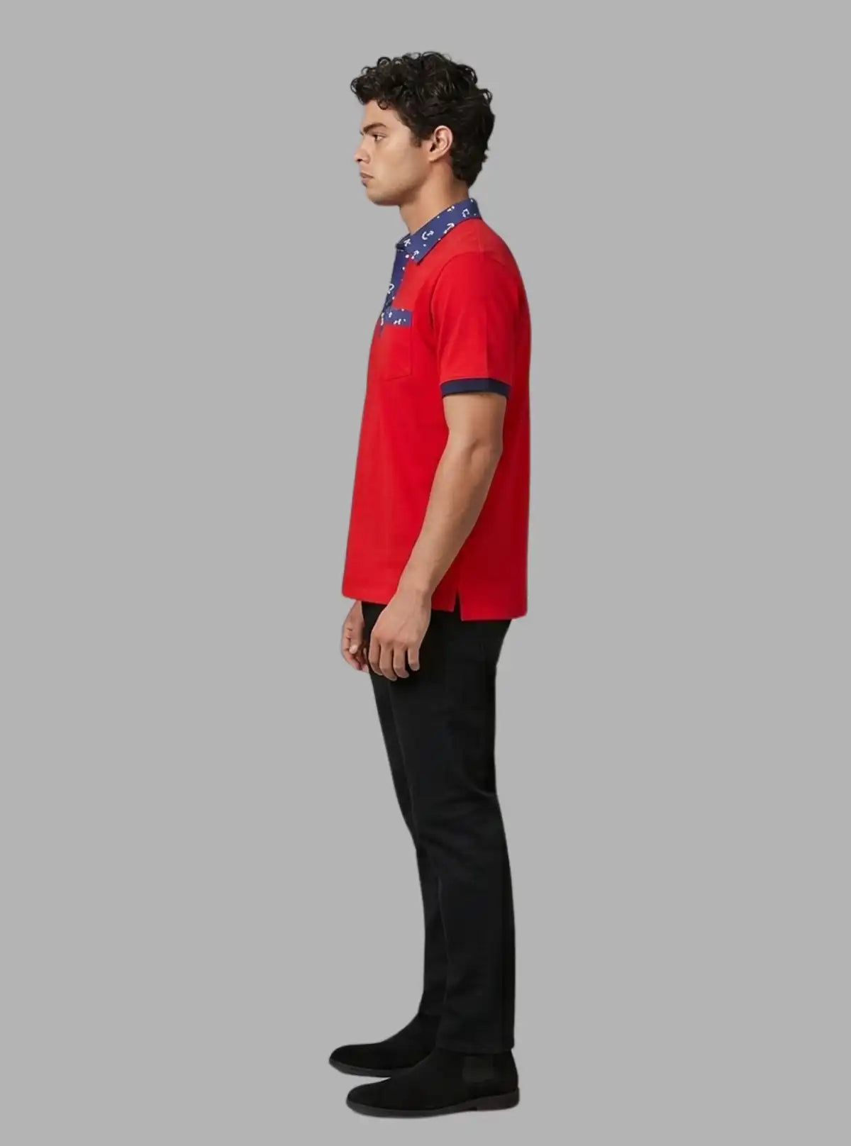 Red Anchor Print Collar Polo T-Shirt for Men – Boer and Fitch
