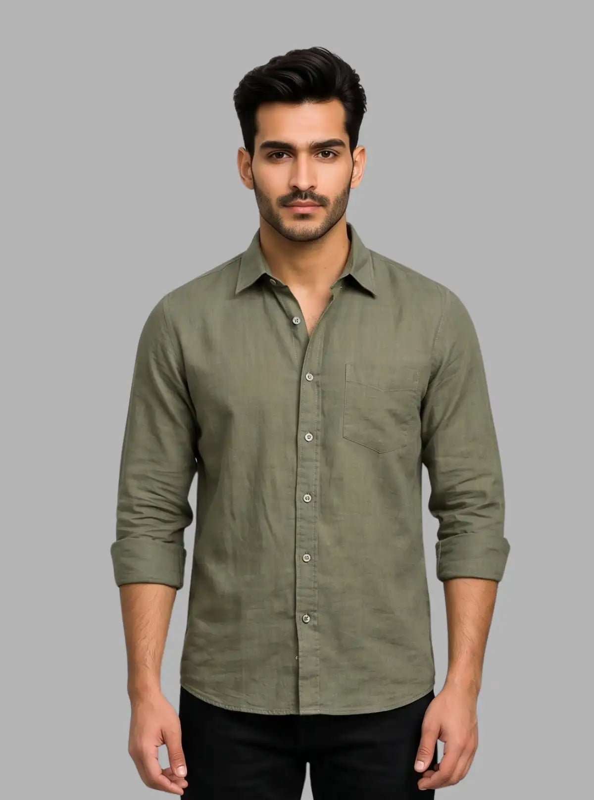 Forest Green Slim Fit Full Sleeve Cotton Shirt for Men – Casual & Smart by Boer and Fitch