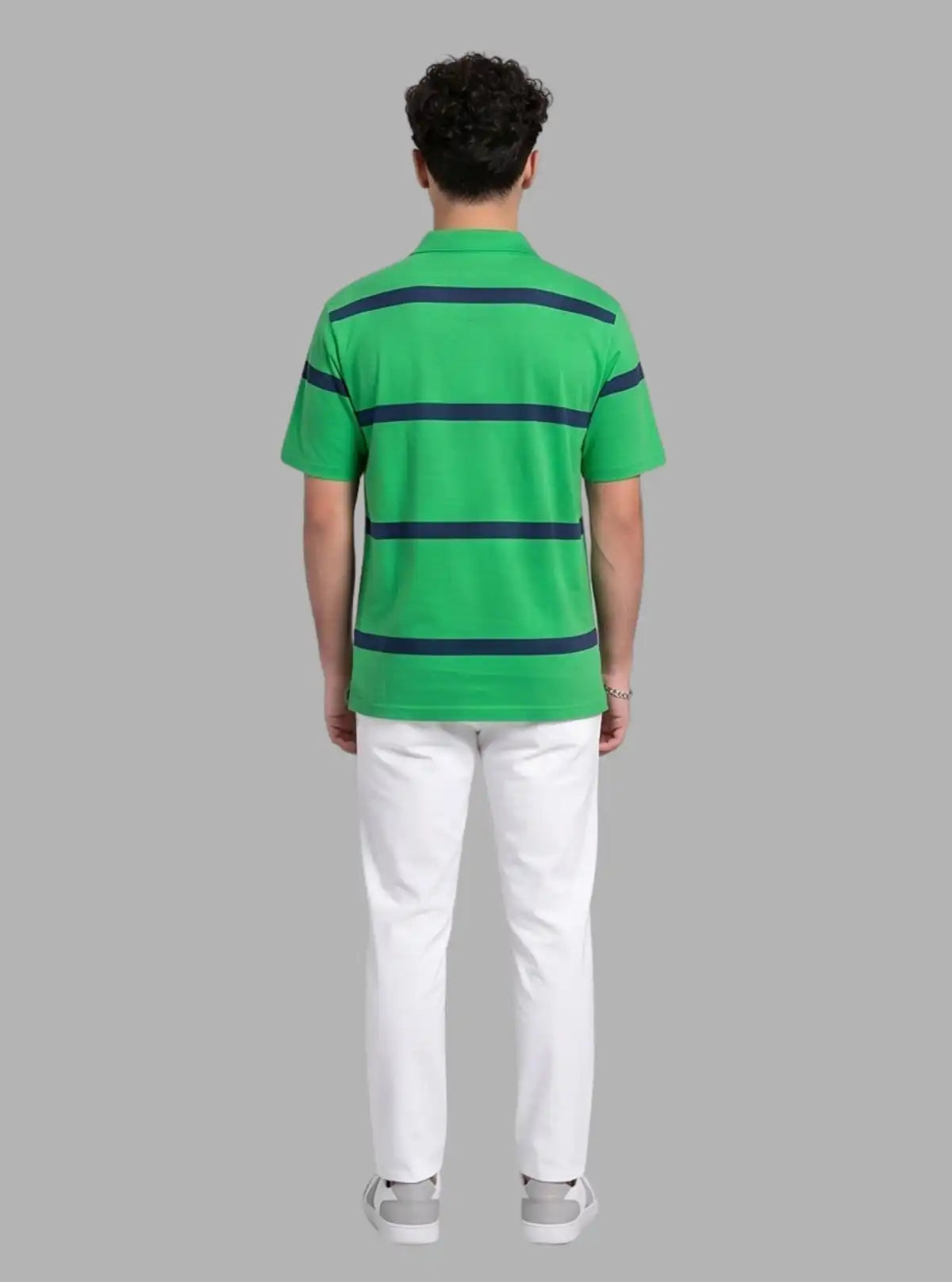 Parrot Green Striped Polo T-Shirt for Men – Stylish Casual by Boer and Fitch