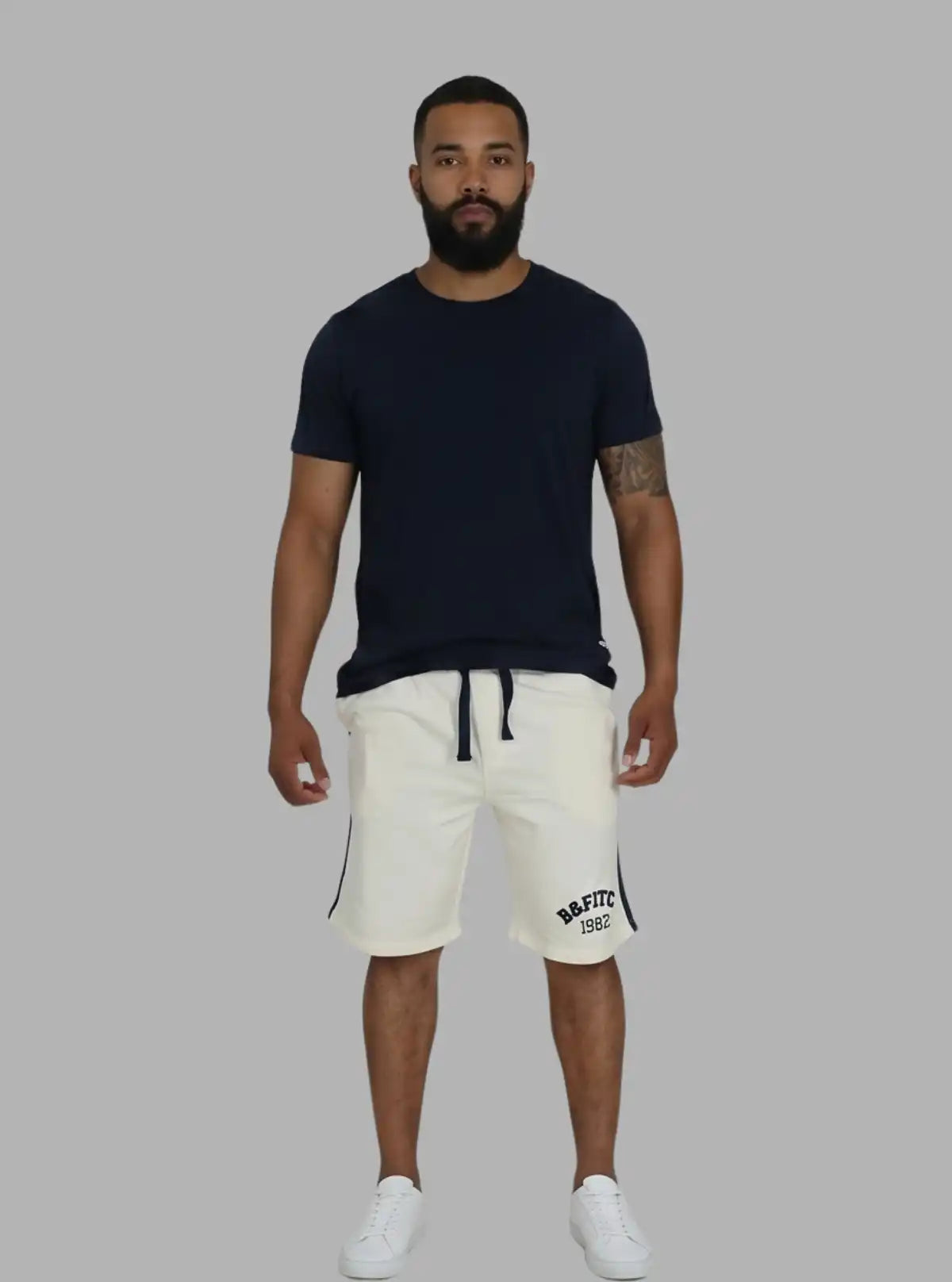 White Piping Fleece Shorts for Men – Casual Comfort Shorts by Boer and Fitch