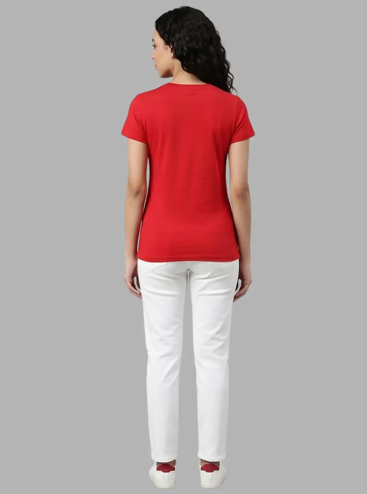 Women’s Red V Neck Short Sleeve Cotton Jersey T-Shirt by Boer and Fitch
