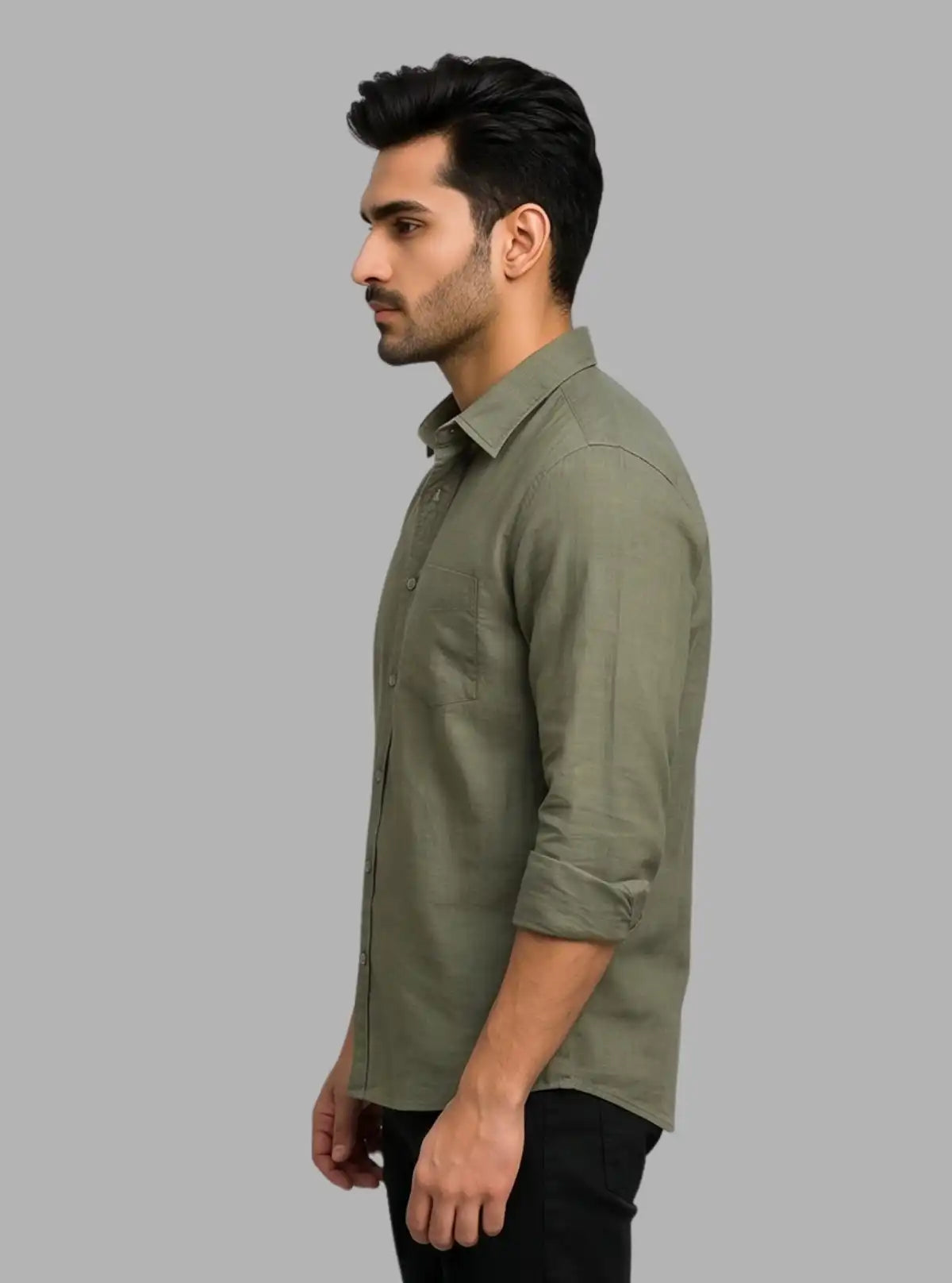 Forest Green Slim Fit Full Sleeve Cotton Shirt for Men – Casual & Smart by Boer and Fitch