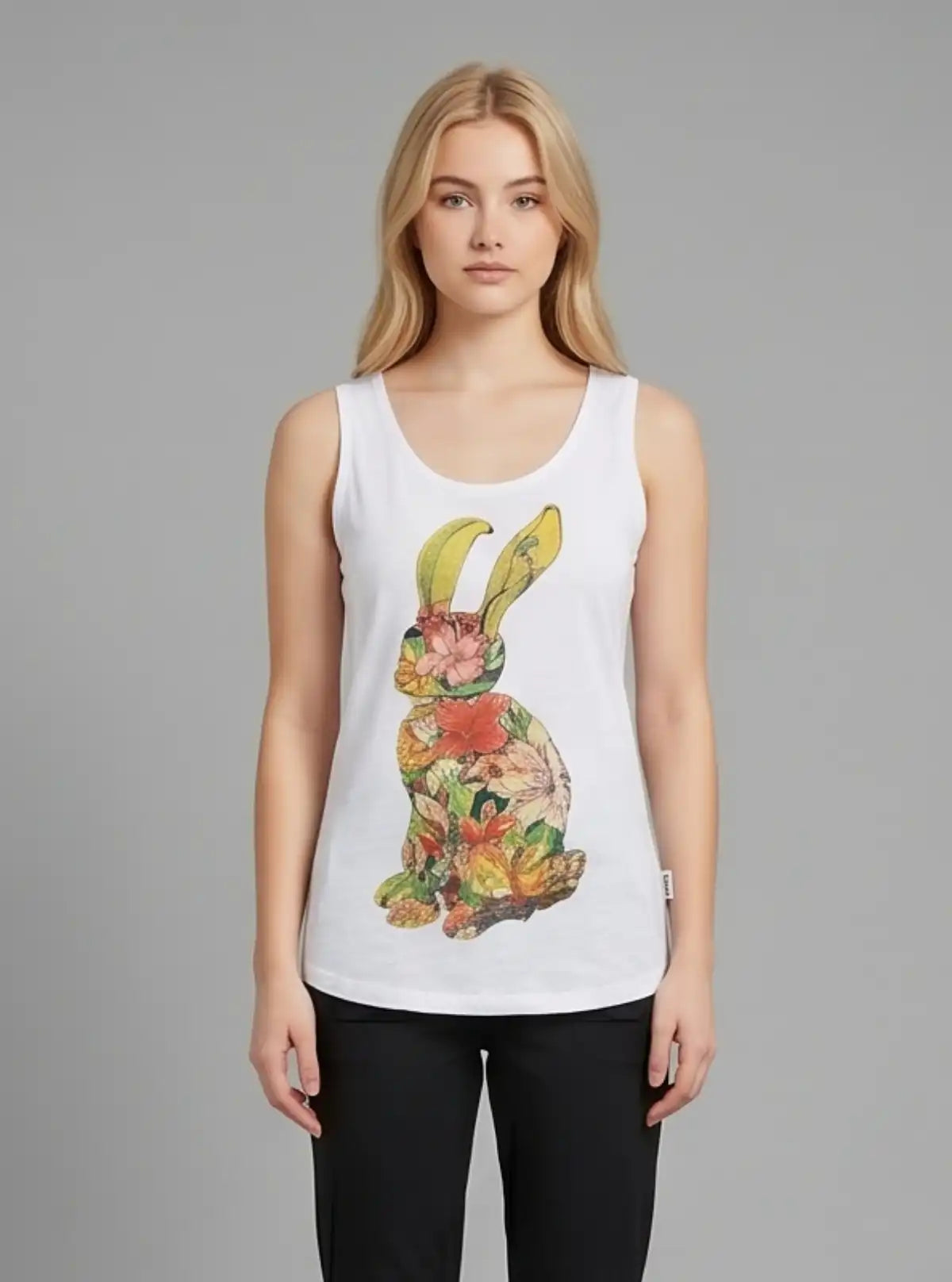 Women’s Rabbit Print Sleeveless T-Shirt – Cute & Comfortable | Boer & Fitch