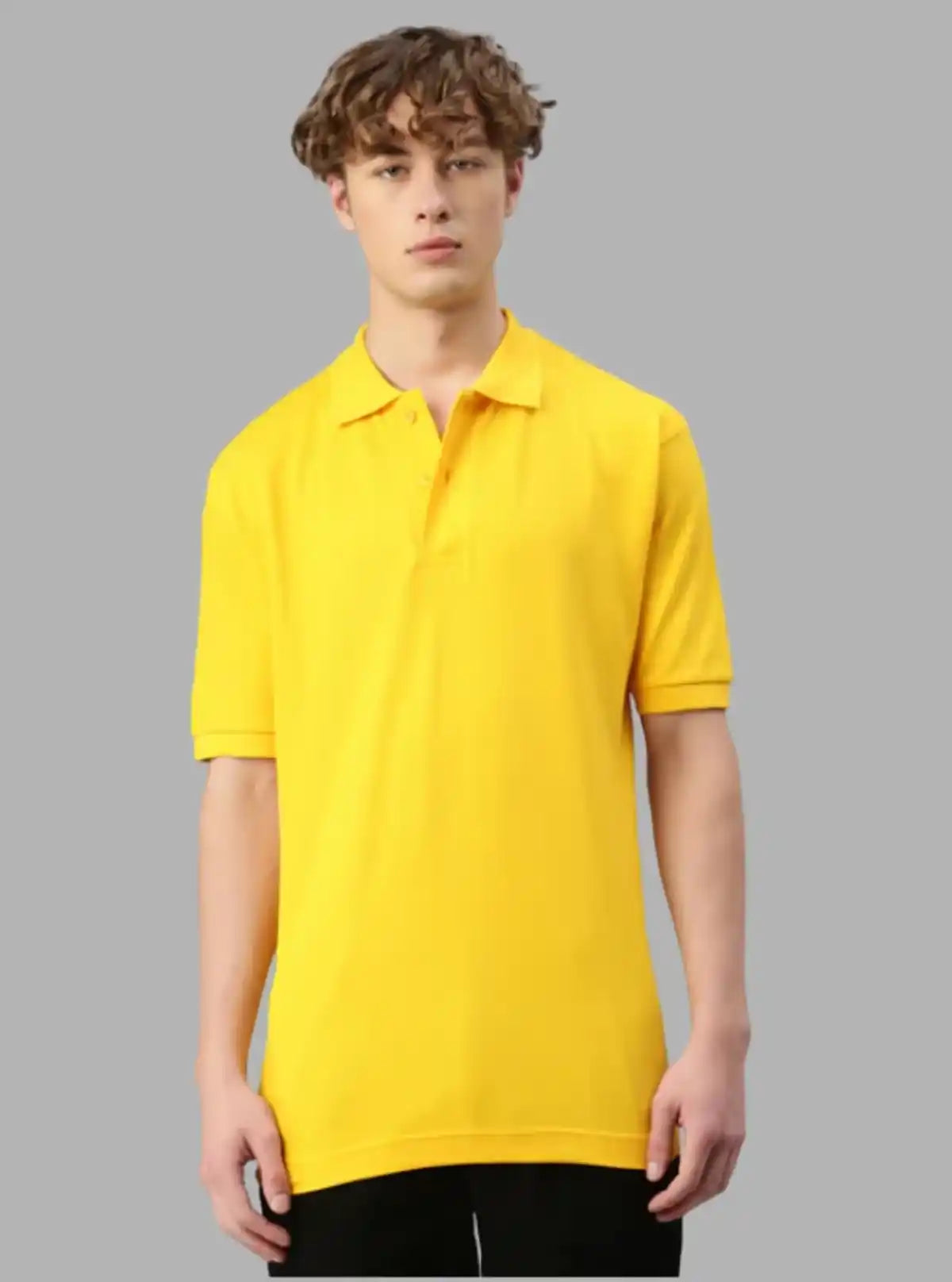 Men’s Yellow Polo T-Shirt with Collar & Cuff | 100% Cotton Piqué Knit | Boer & Fitch