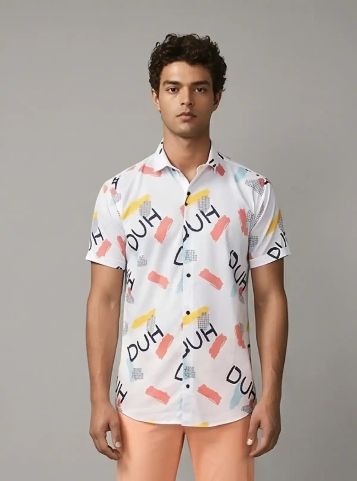 Men's Orange Contra Printed Poly Shirt – Trendy & Lightweight by Boer and Fitch