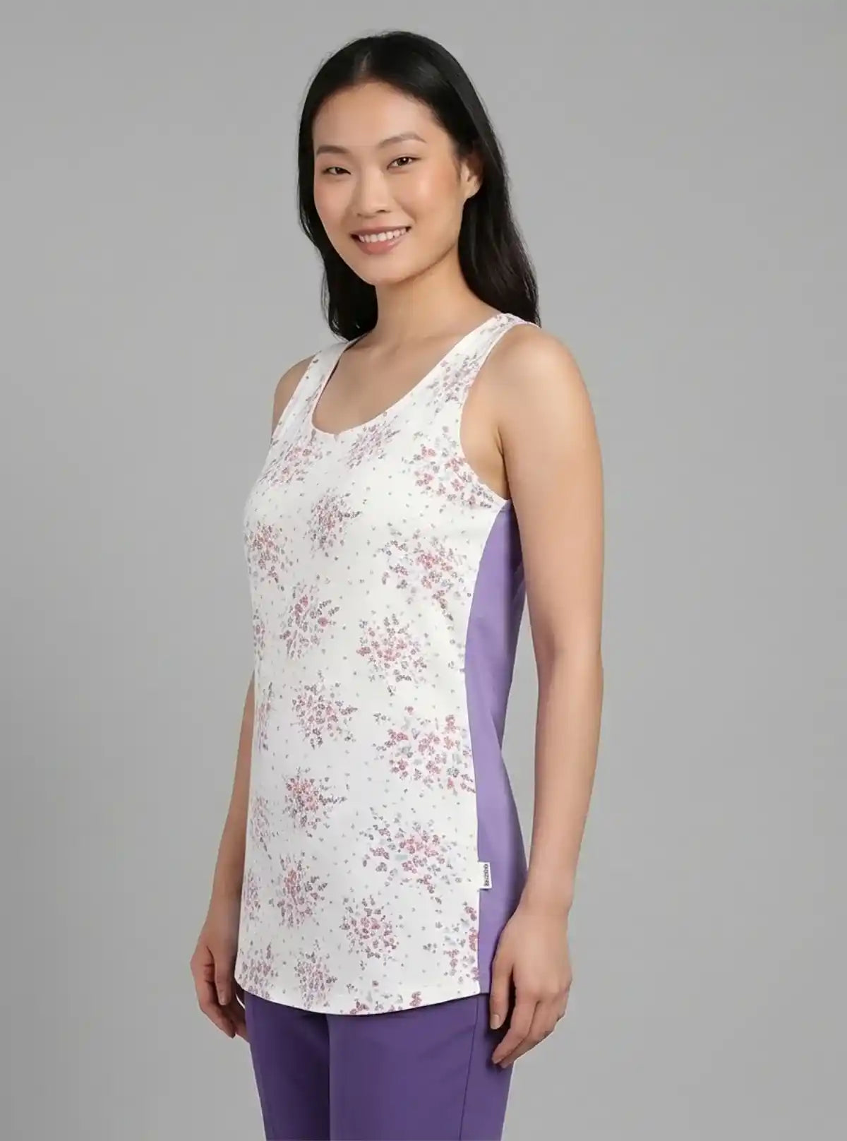 Women’s Sleeveless Purple Artistic Print Top – Boer and Fitch