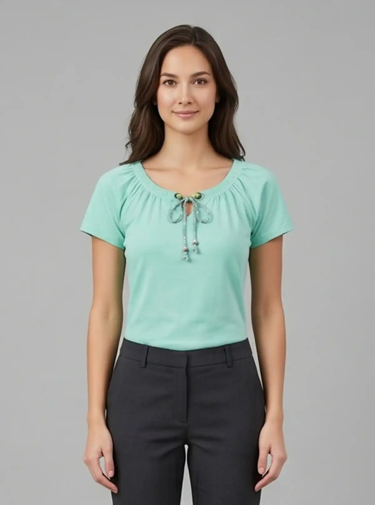 Women’s Dusted Green Pleated Top – Elegant & Comfortable | Boer & Fitch