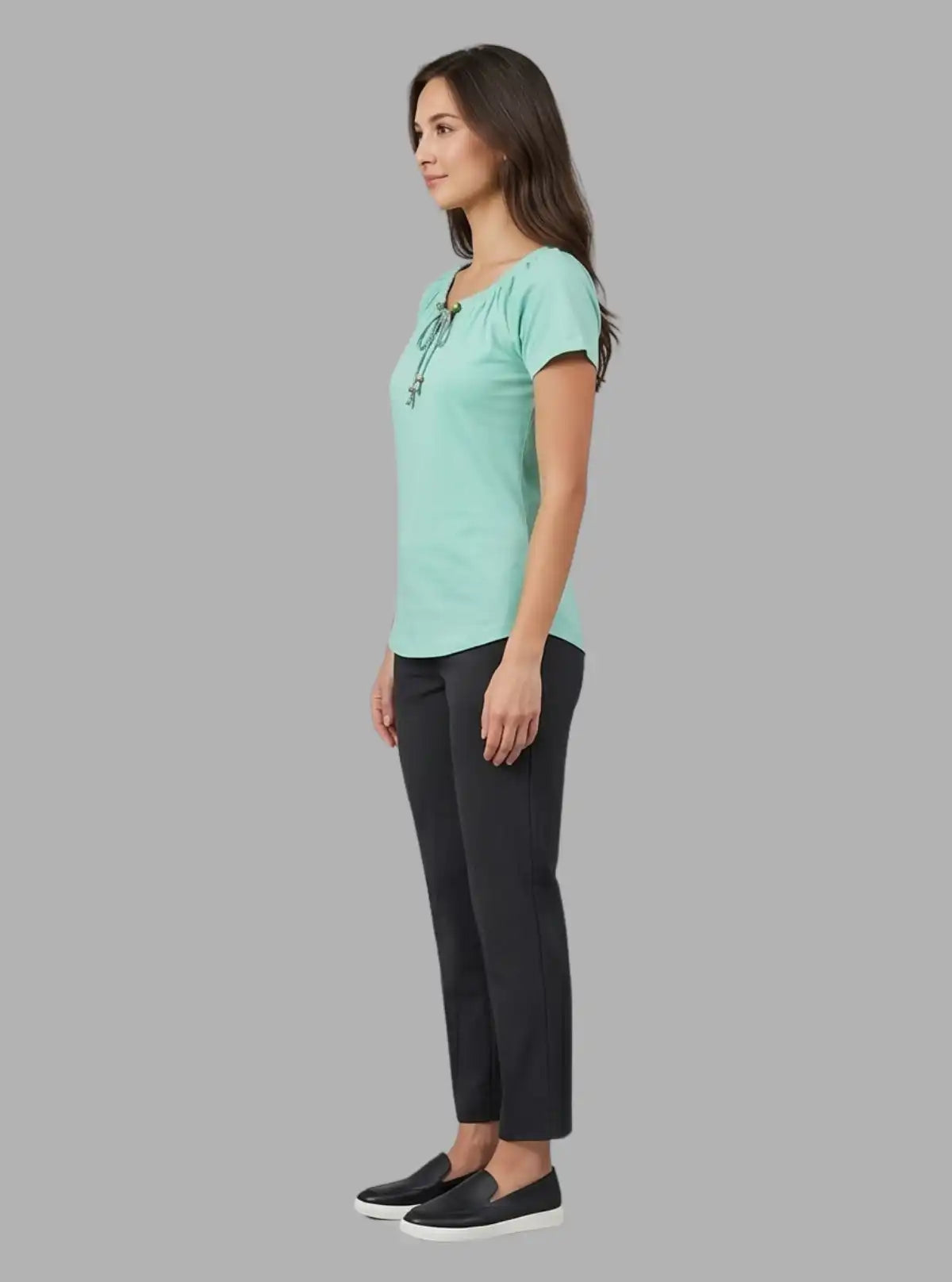 Women’s Dusted Green Pleated Top – Elegant & Comfortable | Boer & Fitch