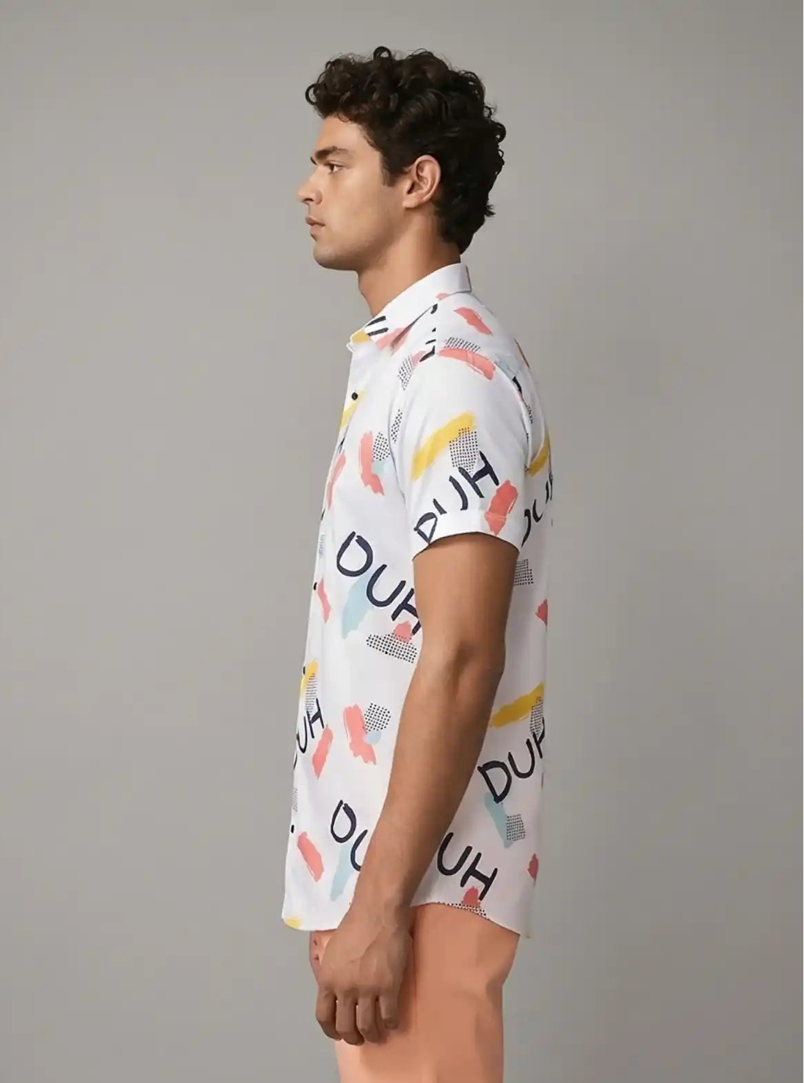 Men's Orange Contra Printed Poly Shirt – Trendy & Lightweight by Boer and Fitch