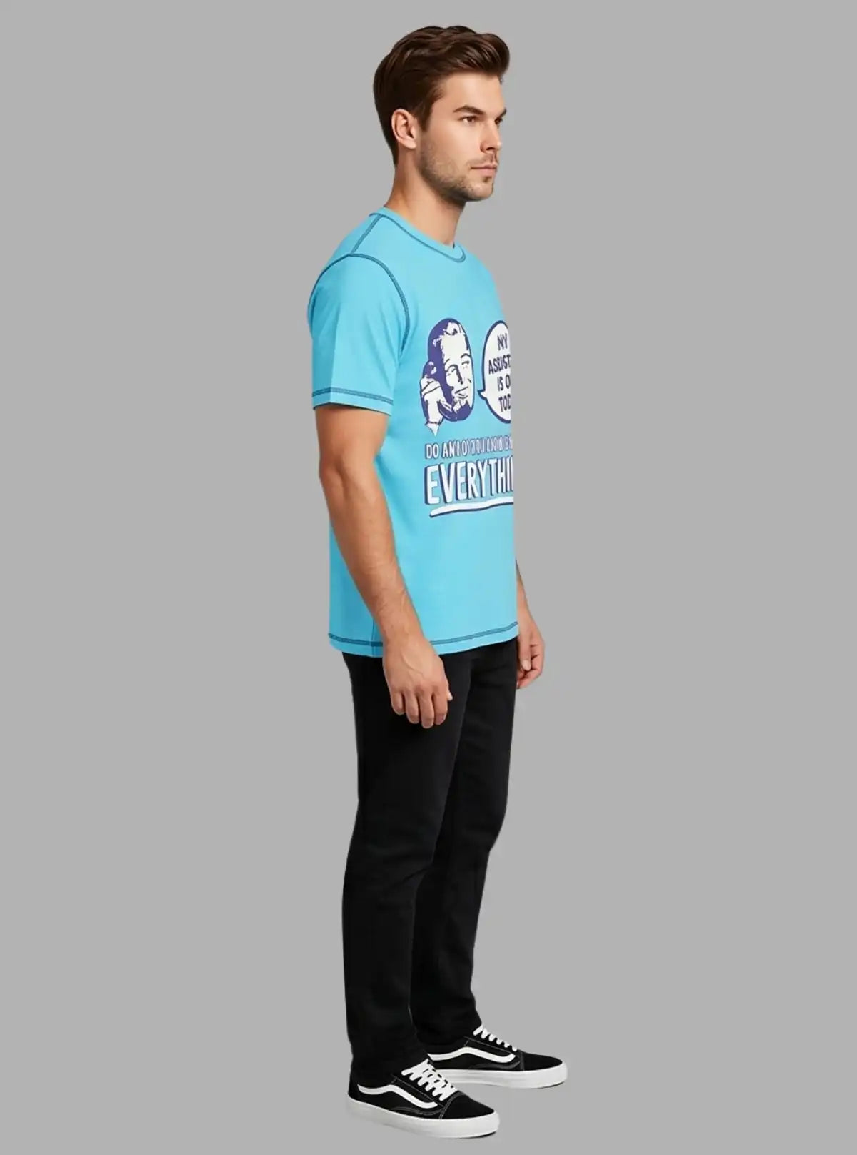 Light Blue Graphic Print T-Shirt for Men – Casual Wear by Boer and Fitch