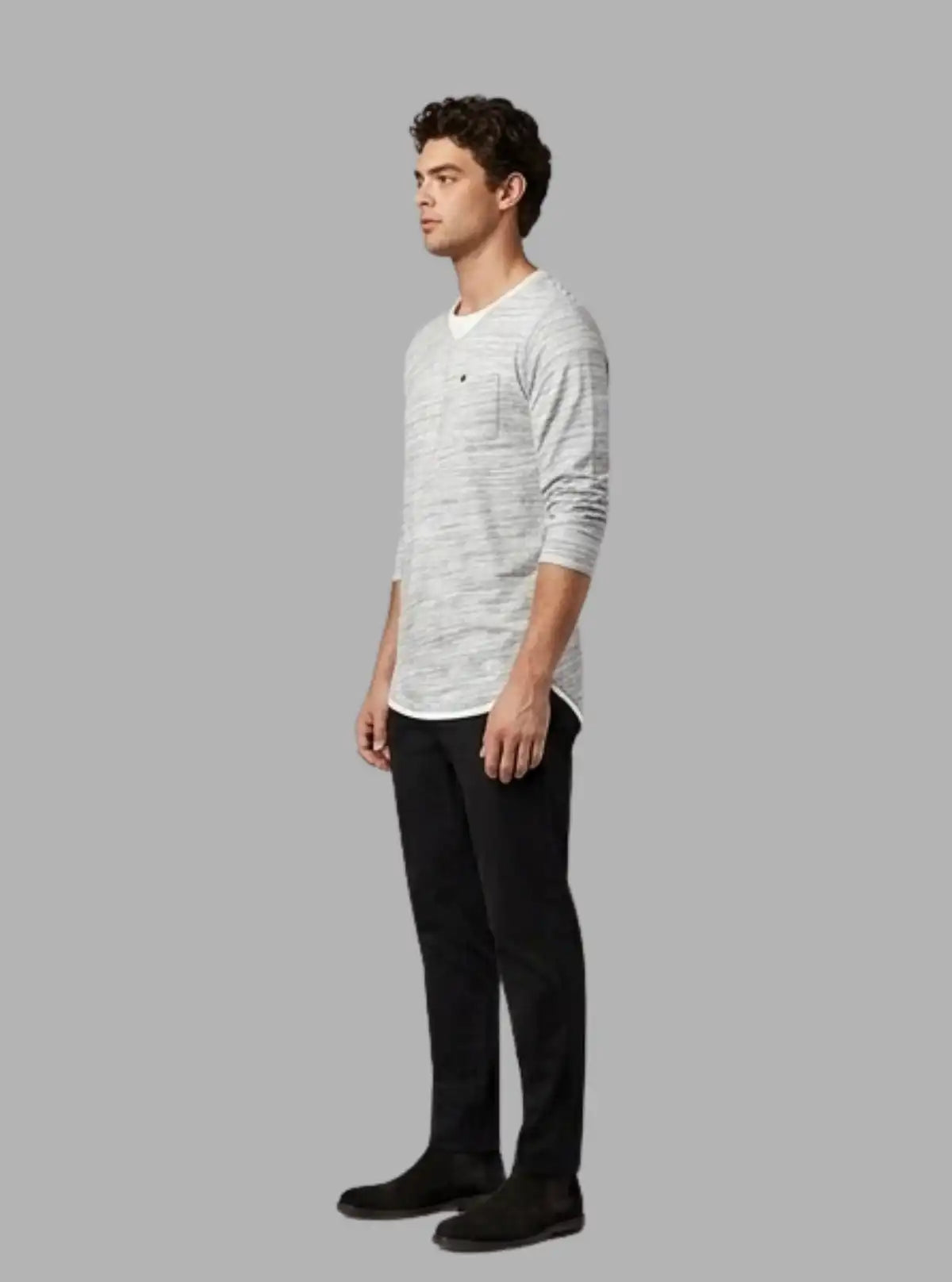 Fancy V Neck Slub Jersey Long Sleeve T-Shirt – Boer and Fitch