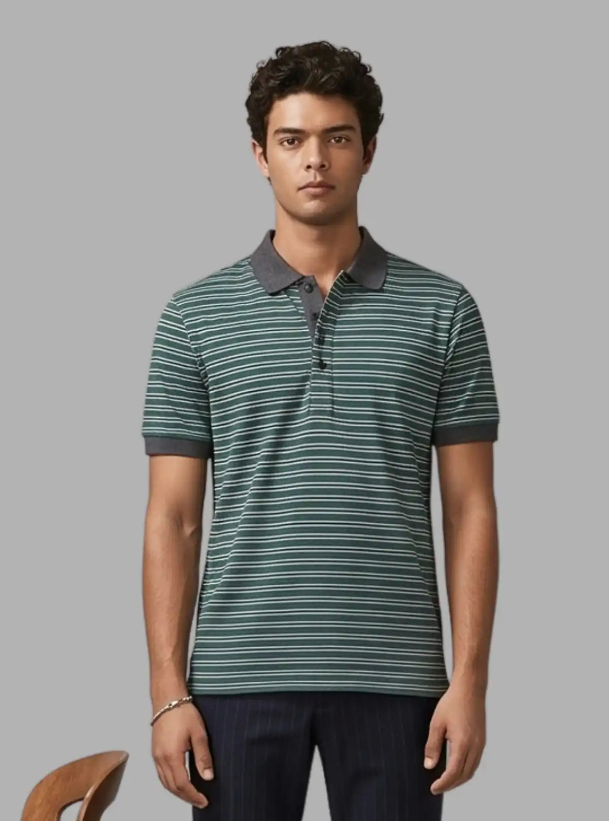 Dark Green Solid Stripe Polo T-Shirt for Men – Boer and Fitch