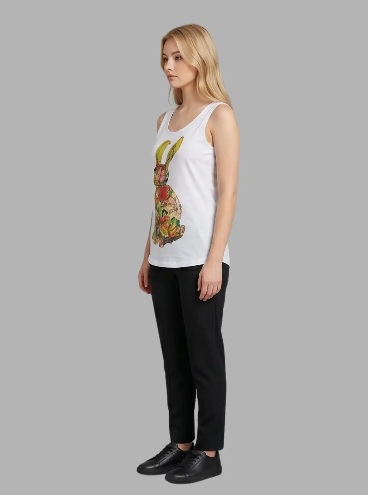 Women’s Rabbit Print Sleeveless T-Shirt – Cute & Comfortable | Boer & Fitch