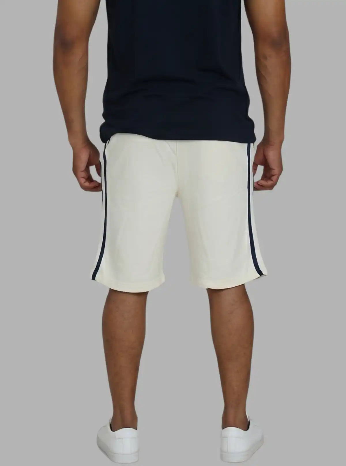 White Piping Fleece Shorts for Men – Casual Comfort Shorts by Boer and Fitch