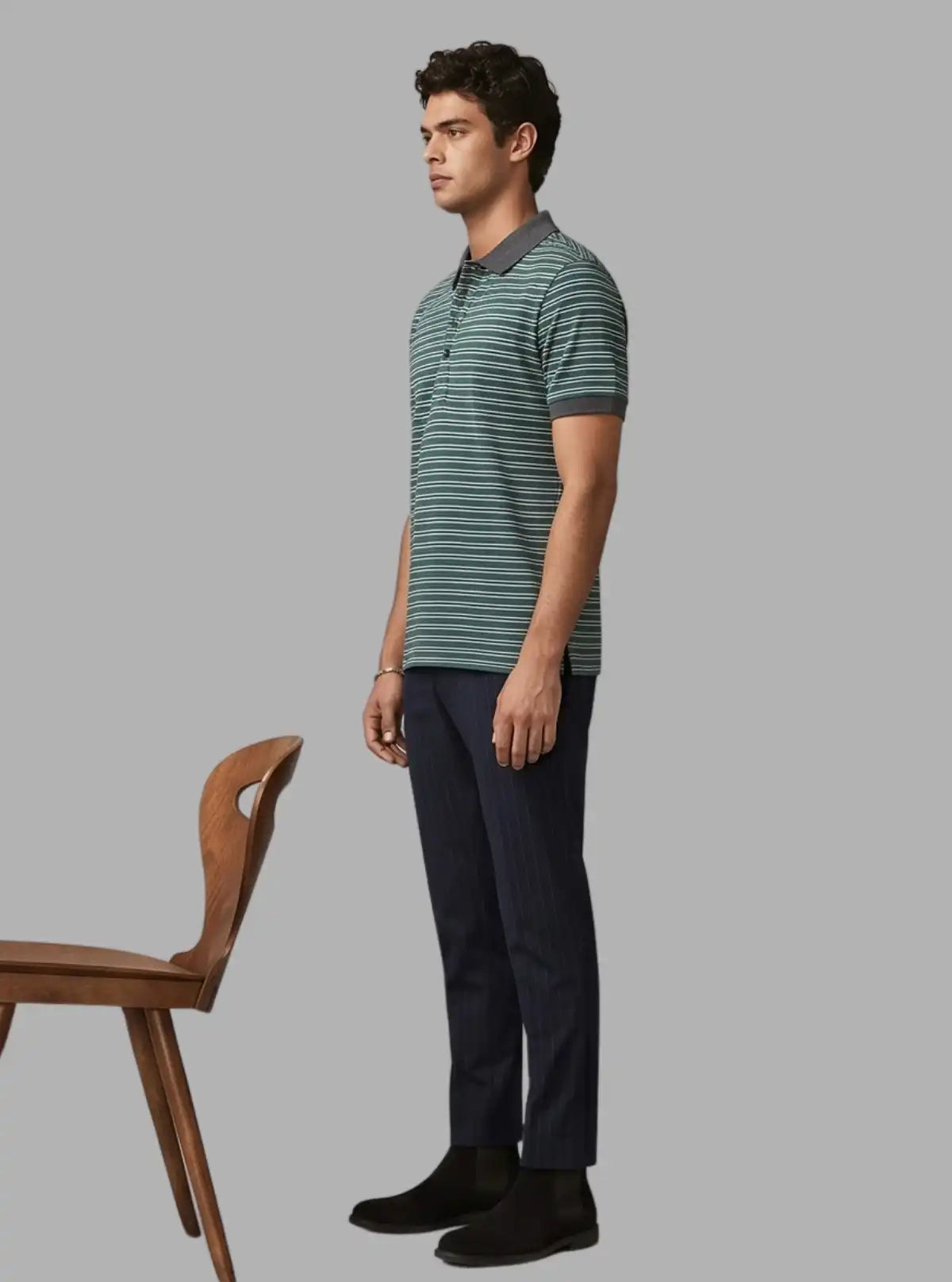 Dark Green Solid Stripe Polo T-Shirt for Men – Boer and Fitch
