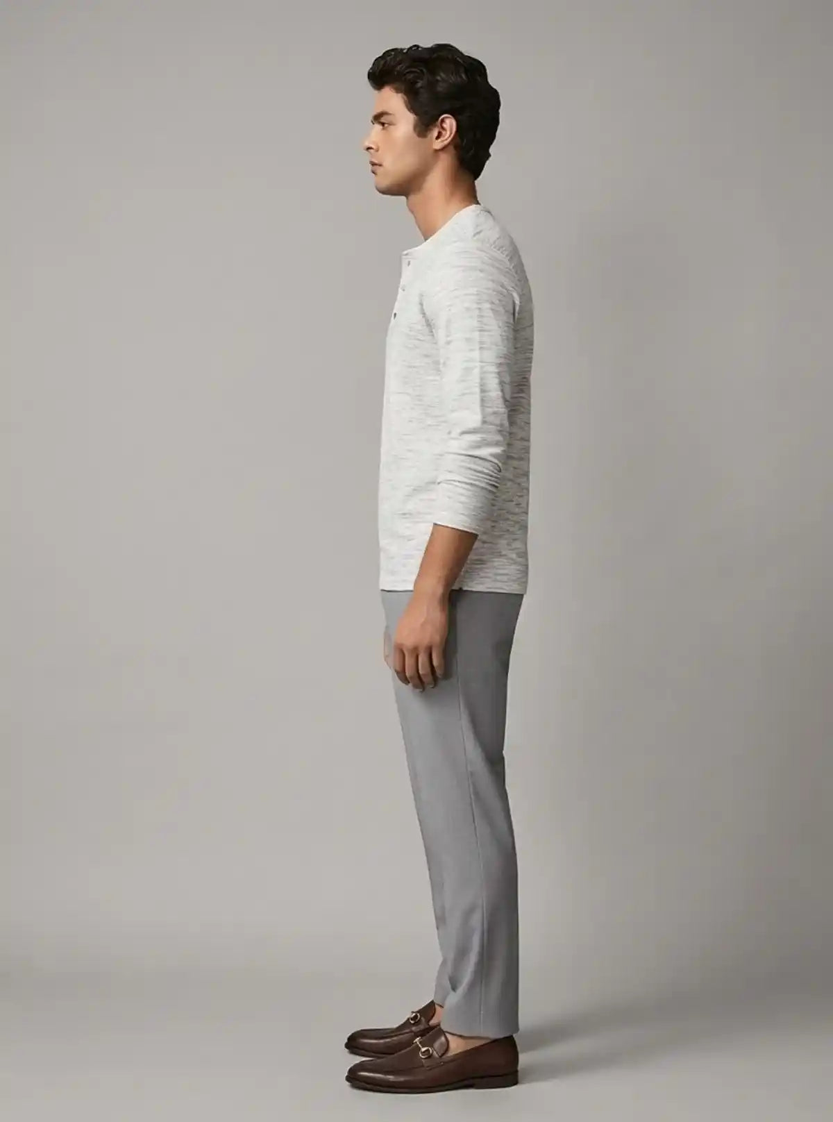 Men’s White Slub Henley T-Shirt – Classic Comfort Meets Modern Style
