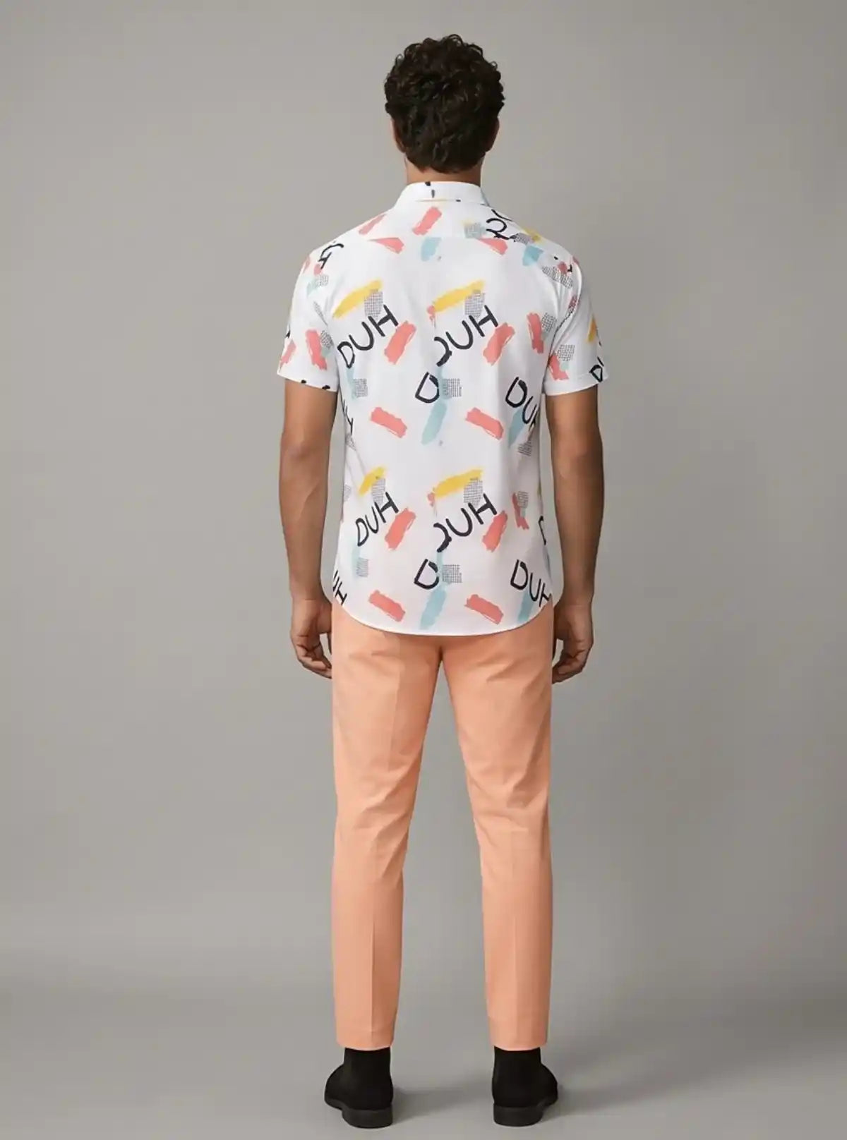 Men's Orange Contra Printed Poly Shirt – Trendy & Lightweight by Boer and Fitch