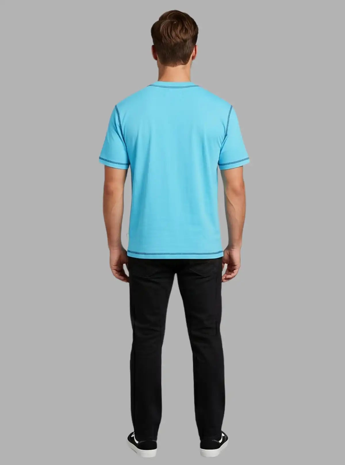 Light Blue Graphic Print T-Shirt for Men – Casual Wear by Boer and Fitch