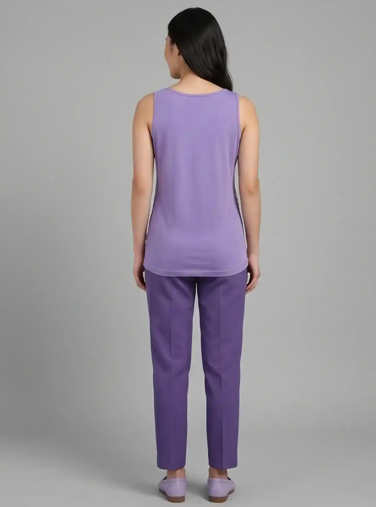 Women’s Sleeveless Purple Artistic Print Top – Boer and Fitch