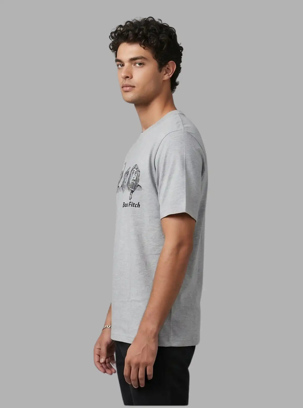 Grey Melange Monkey Print T-Shirt for Men – Casual & Stylish by Boer and Fitch