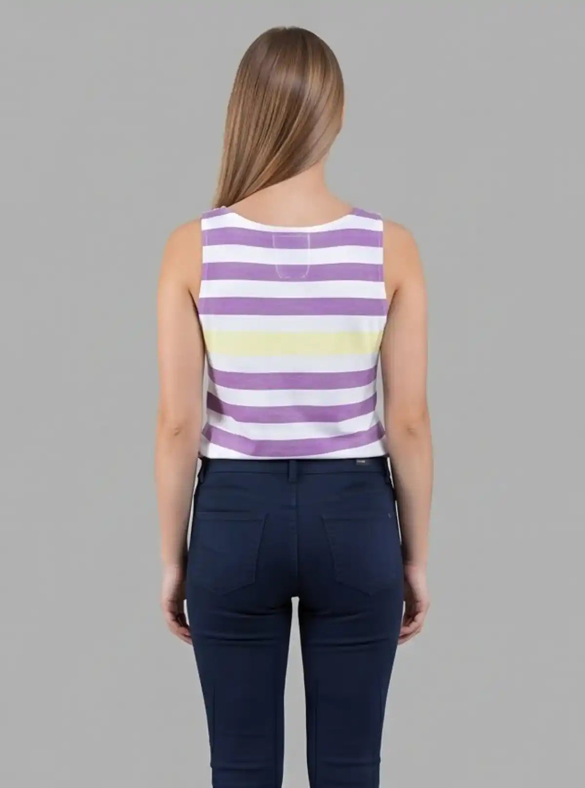 Women’s Purple Striped Sleeveless Top – Stylish Cotton Jersey by Boer and Fitch