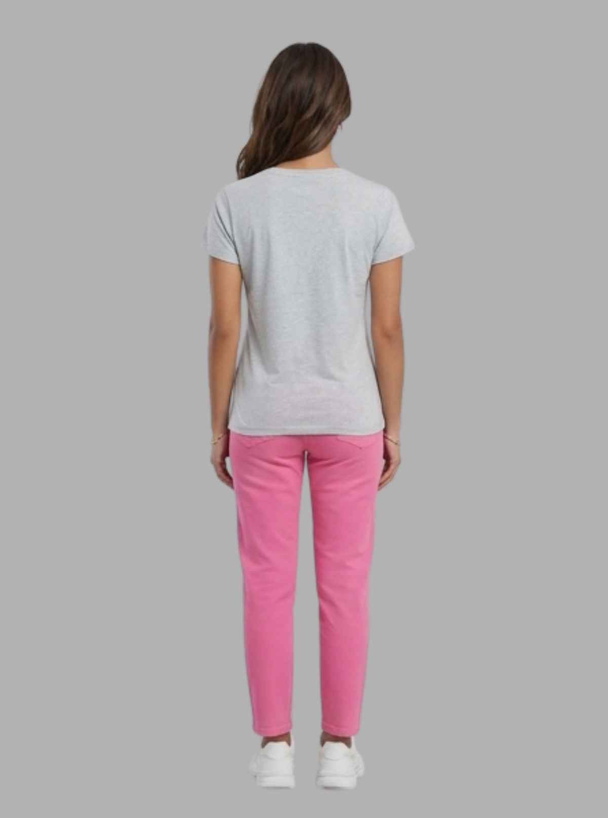 Women’s White Melange V-Neck Love Printed Short Sleeve Cotton Jersey T-Shirt by Boer and Fitch