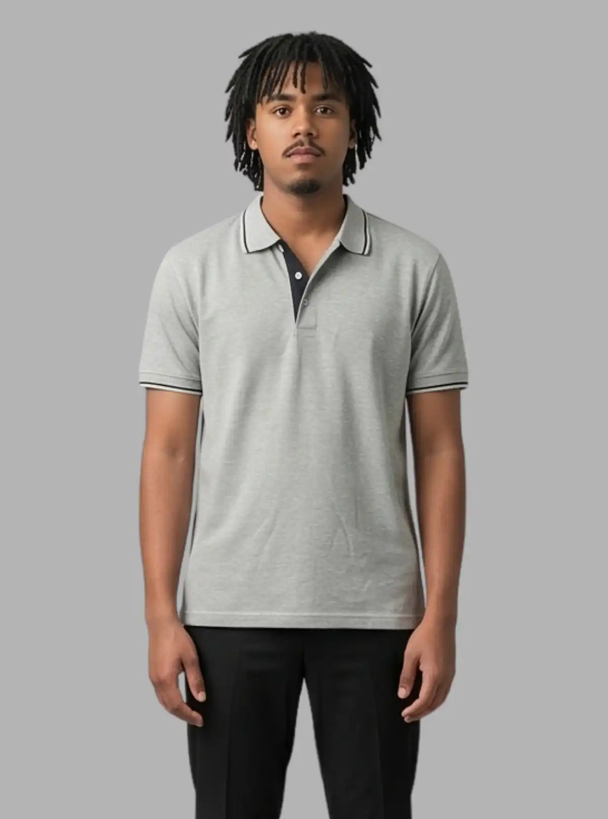 Boer and Fitch Essential Grey Melange Polo with Tipping | 100% Cotton Pique