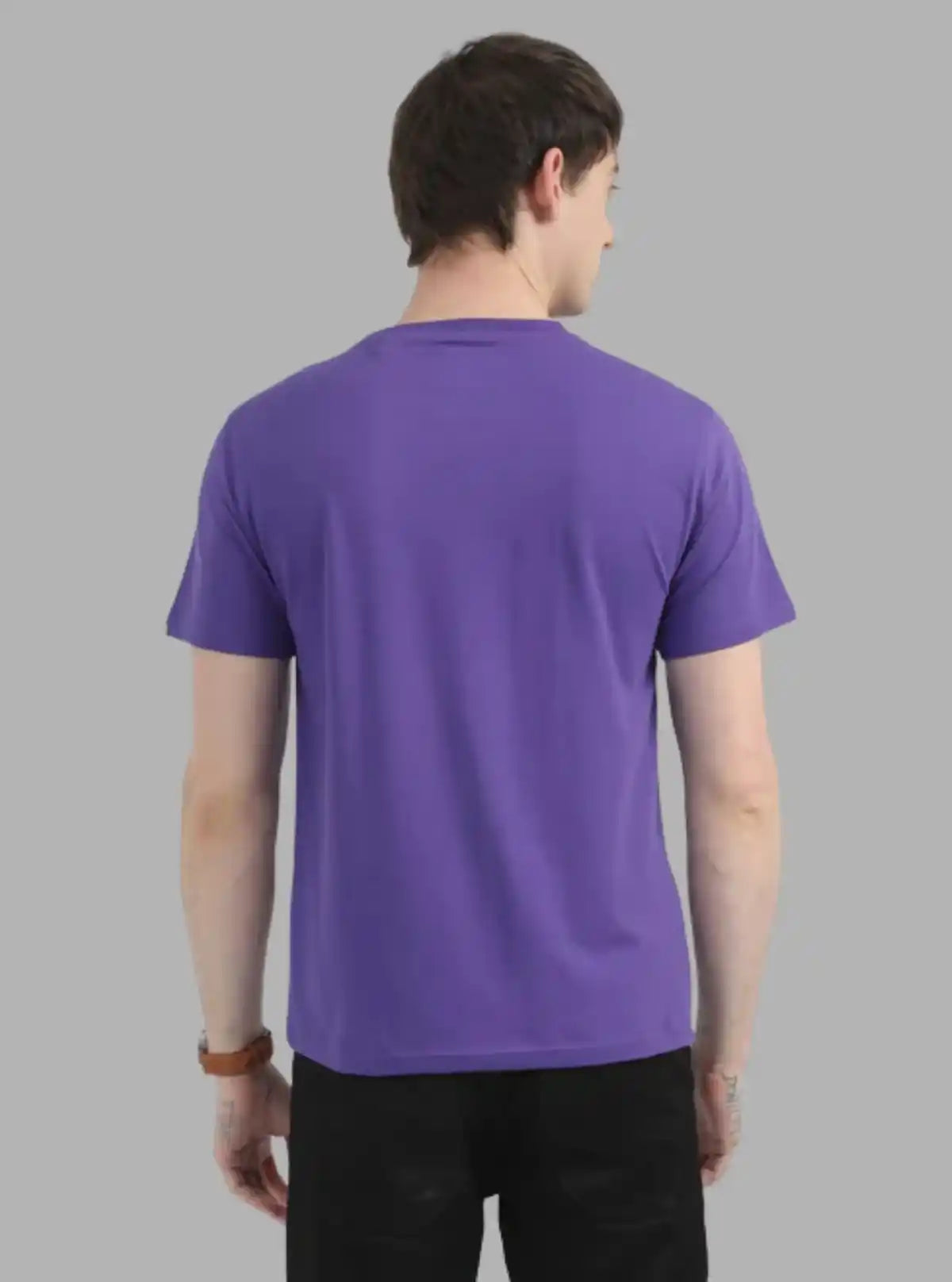 Men's Violet Basic Crew Neck T-Shirt – Bold Hue, Everyday Comfort