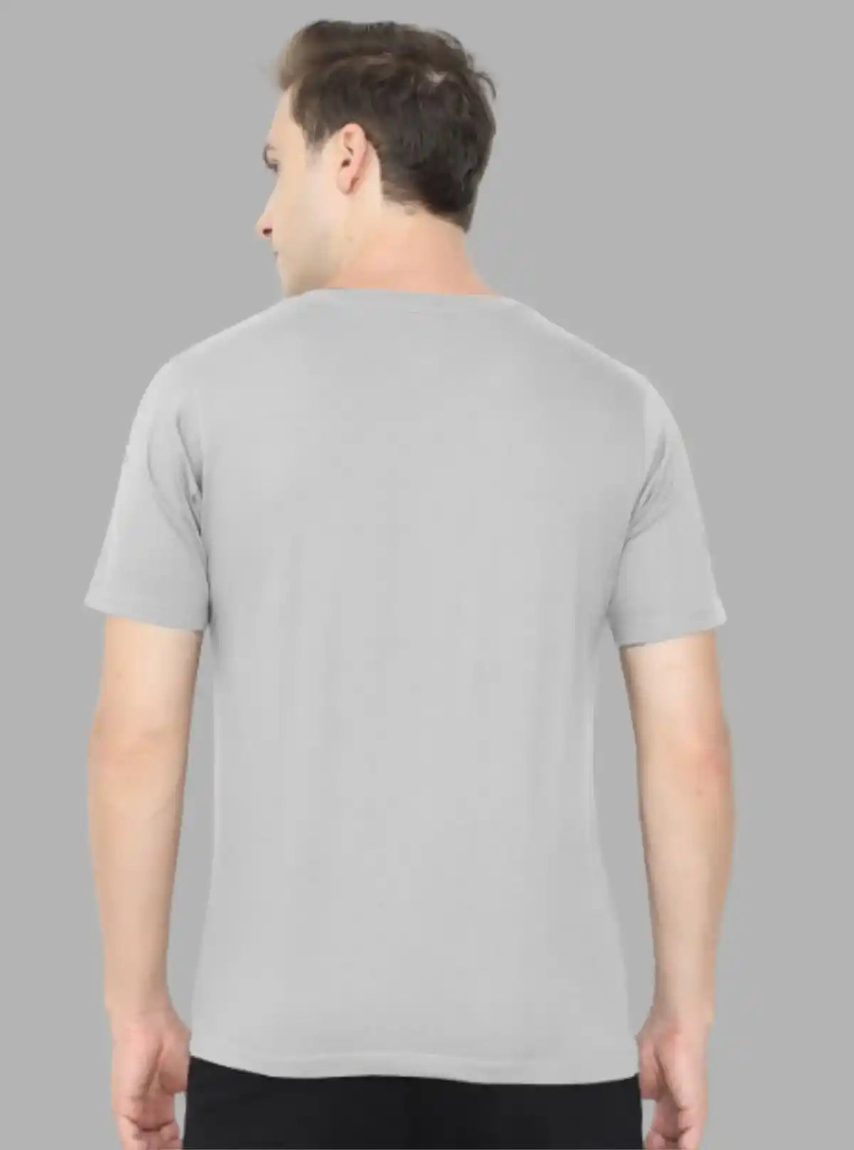 Men’s Grey Melange Basic V-Neck T-Shirt – Soft Cotton Everyday Essential