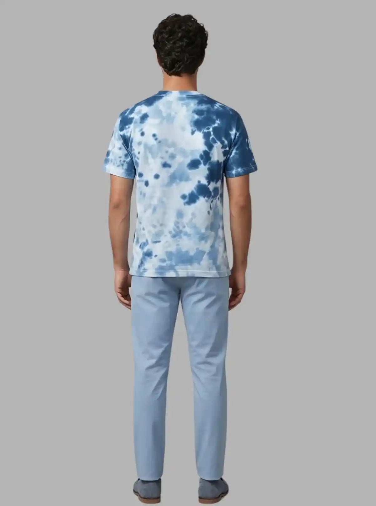 Men’s Blue Tie and Dye T-Shirt – Handcrafted Cotton Crew Neck Tee