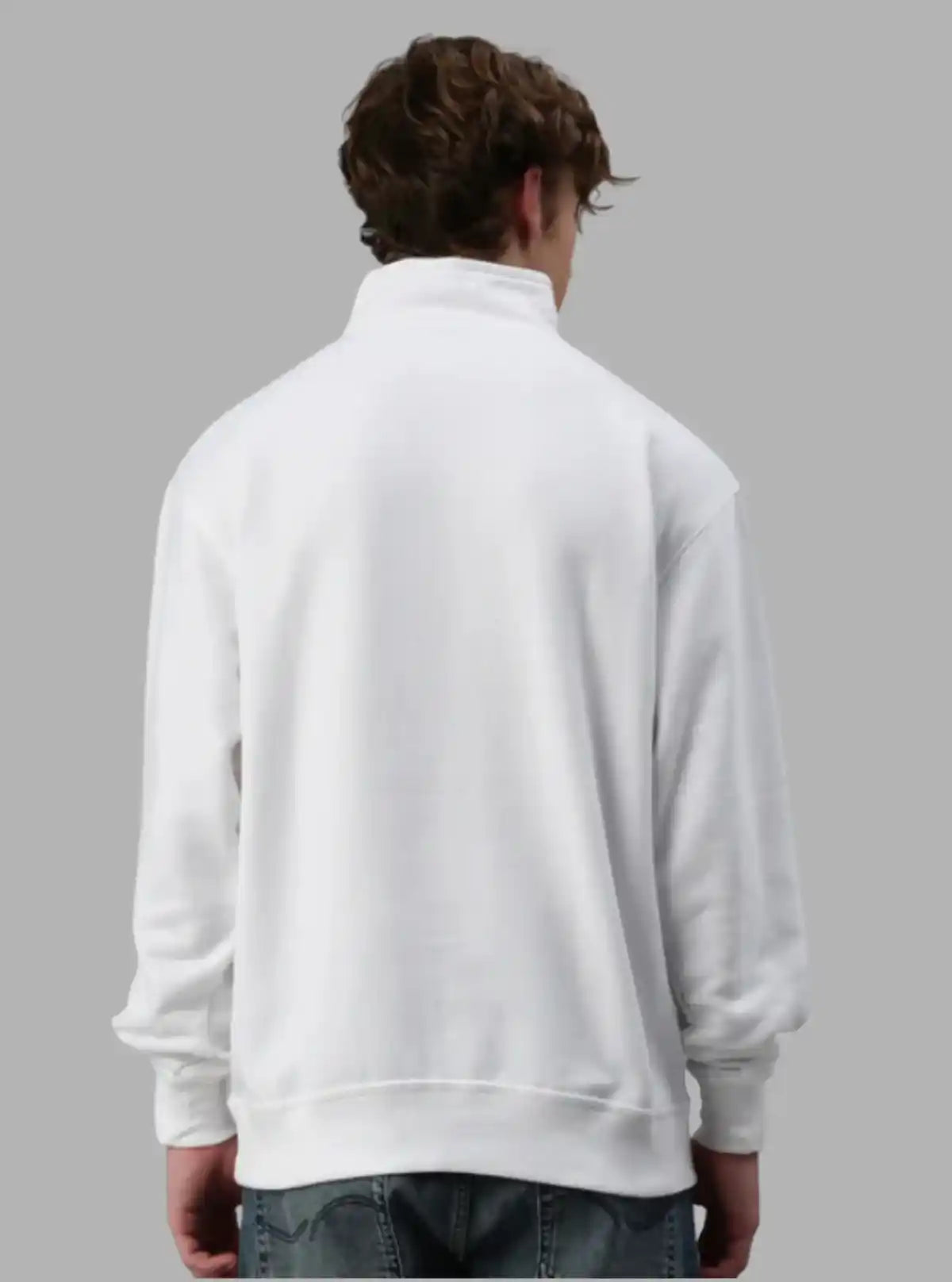 Men’s White Zipper Collar Cardigan – Timeless Elegance in Comfort