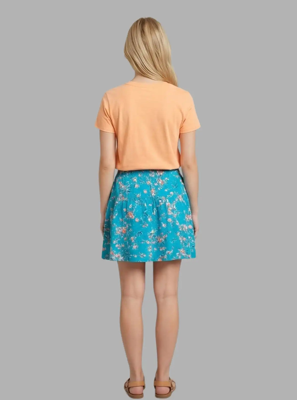 Women’s Sky Blue Floral Print Skirt – Chic & Elegant | Boer & Fitch