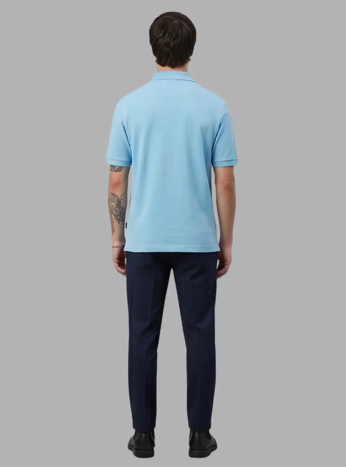Men’s Sky Blue Polo T-Shirt with Collar & Cuff | 100% Cotton Piqué Knit | Boer & Fitch