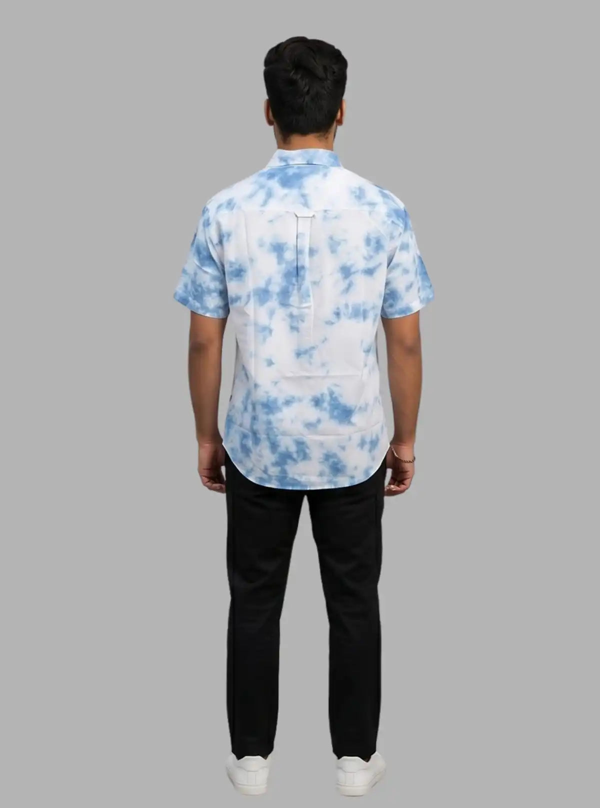Men’s Sky Blue Tie & Dye Half Sleeve Shirt – Trendy & Comfortable | Boer & Fitch