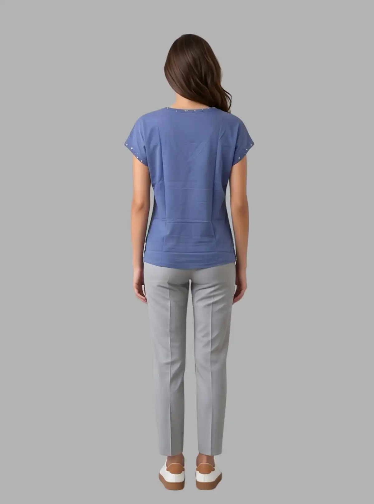Women’s Printed Navy V-Neck Top – Trendy & Comfortable | Boer & Fitch
