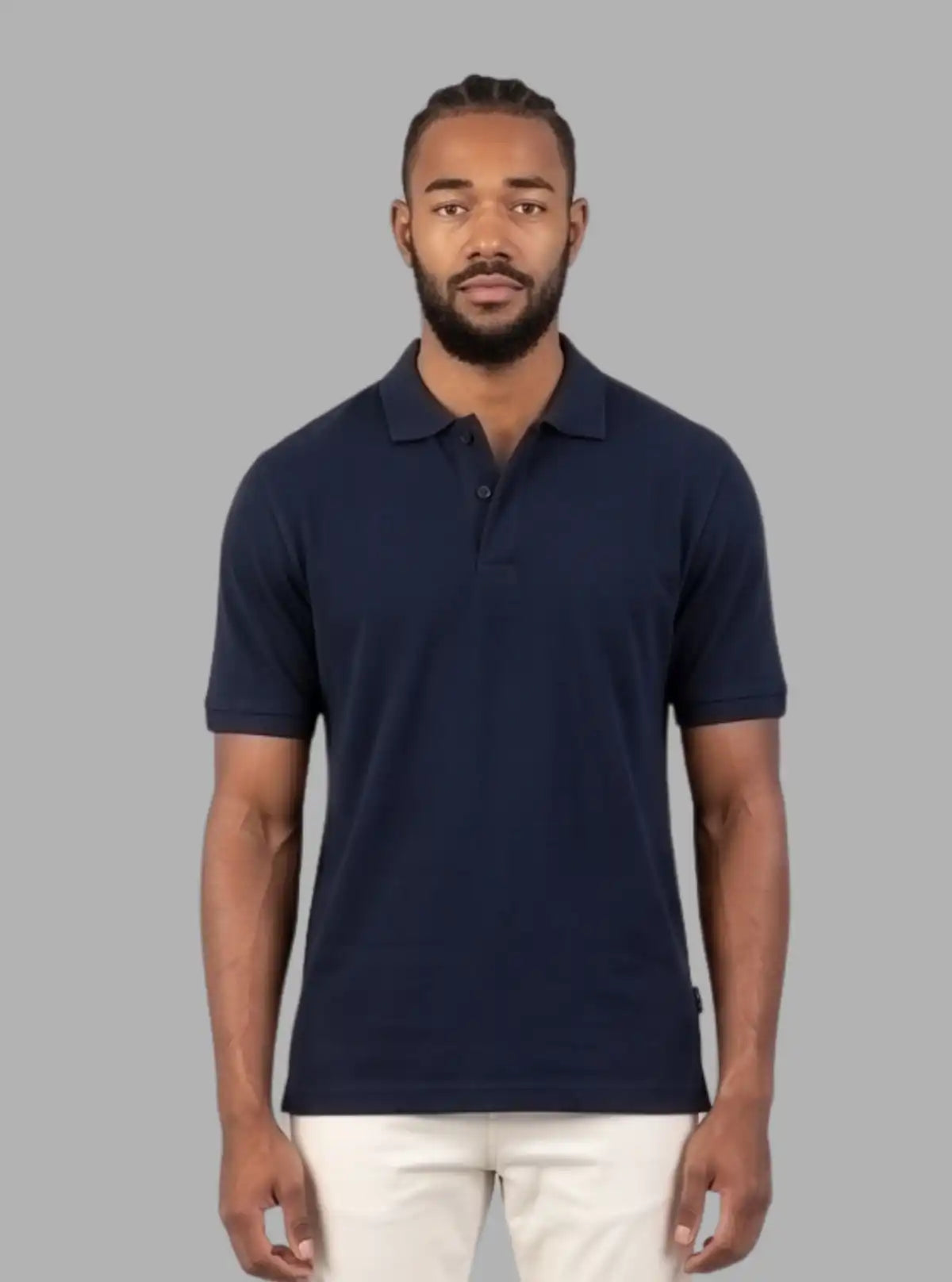 Men’s Navy Polo T-Shirt with Collar & Cuff | 100% Cotton Piqué Knit | Boer & Fitch
